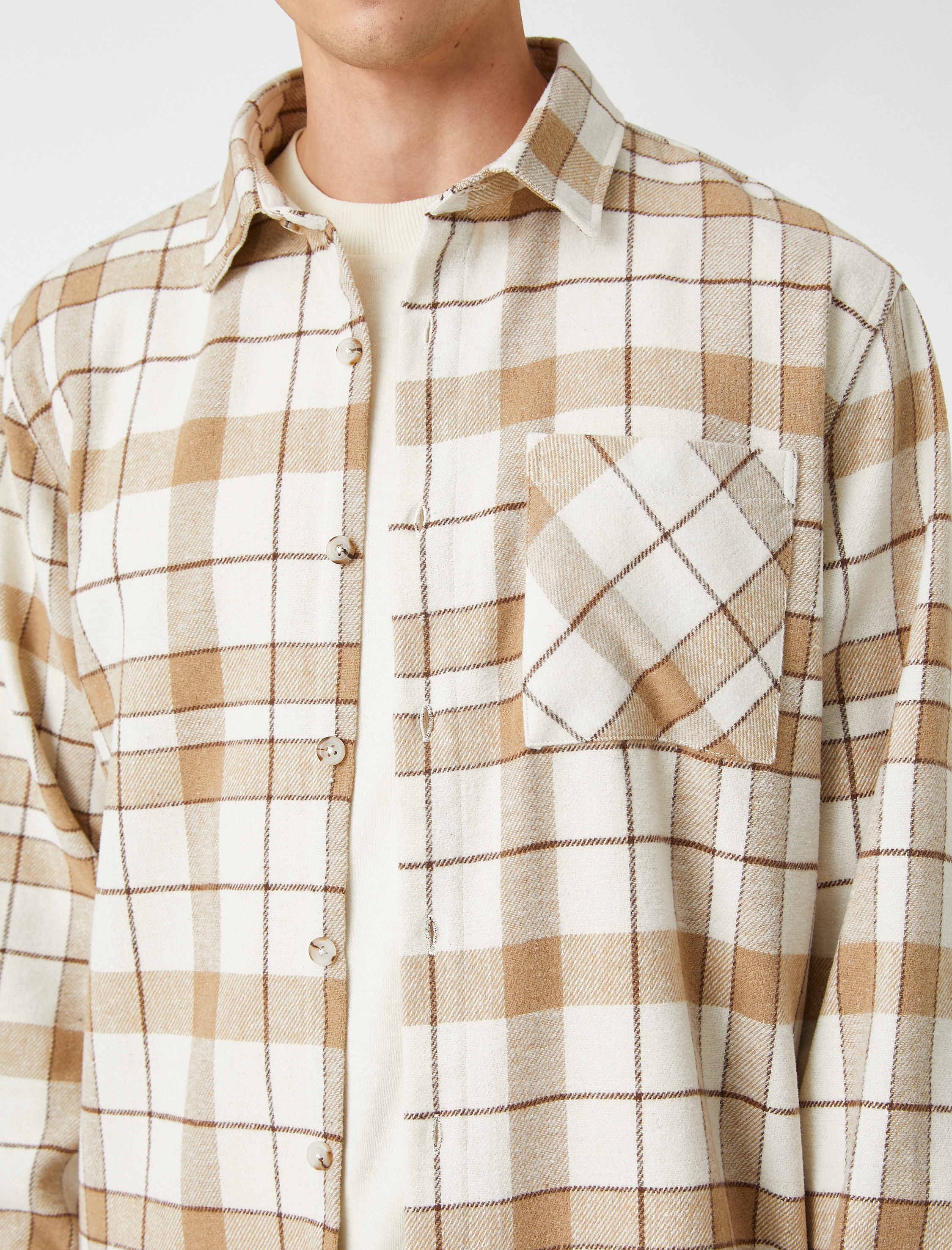   Oduncu Gömleği Cep Detaylı Klasik Yaka Uzun Kollu