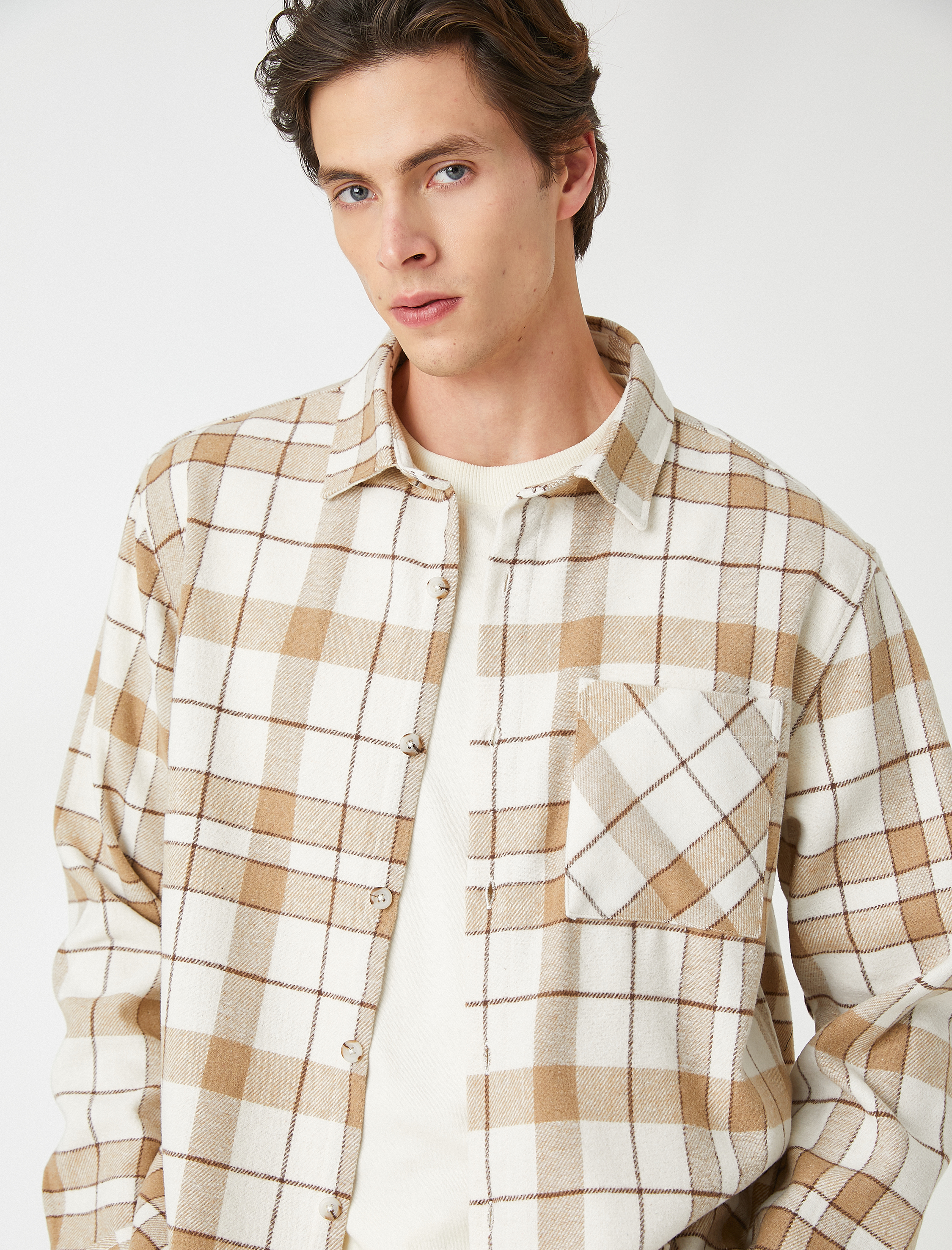   Oduncu Gömleği Cep Detaylı Klasik Yaka Uzun Kollu