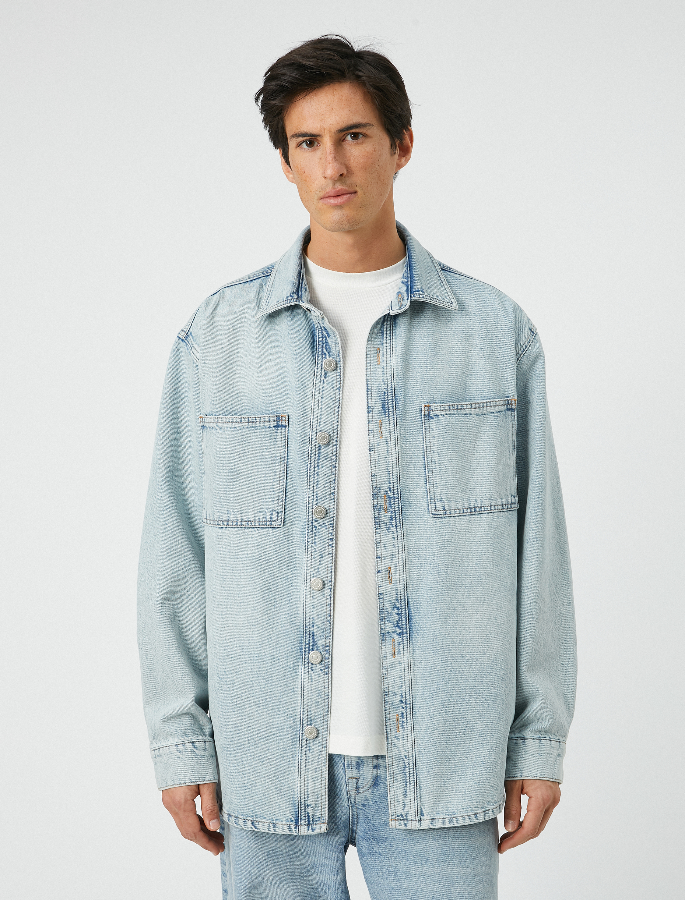   Kot Ceket Cep Detaylı Klasik Yaka Düğmeli