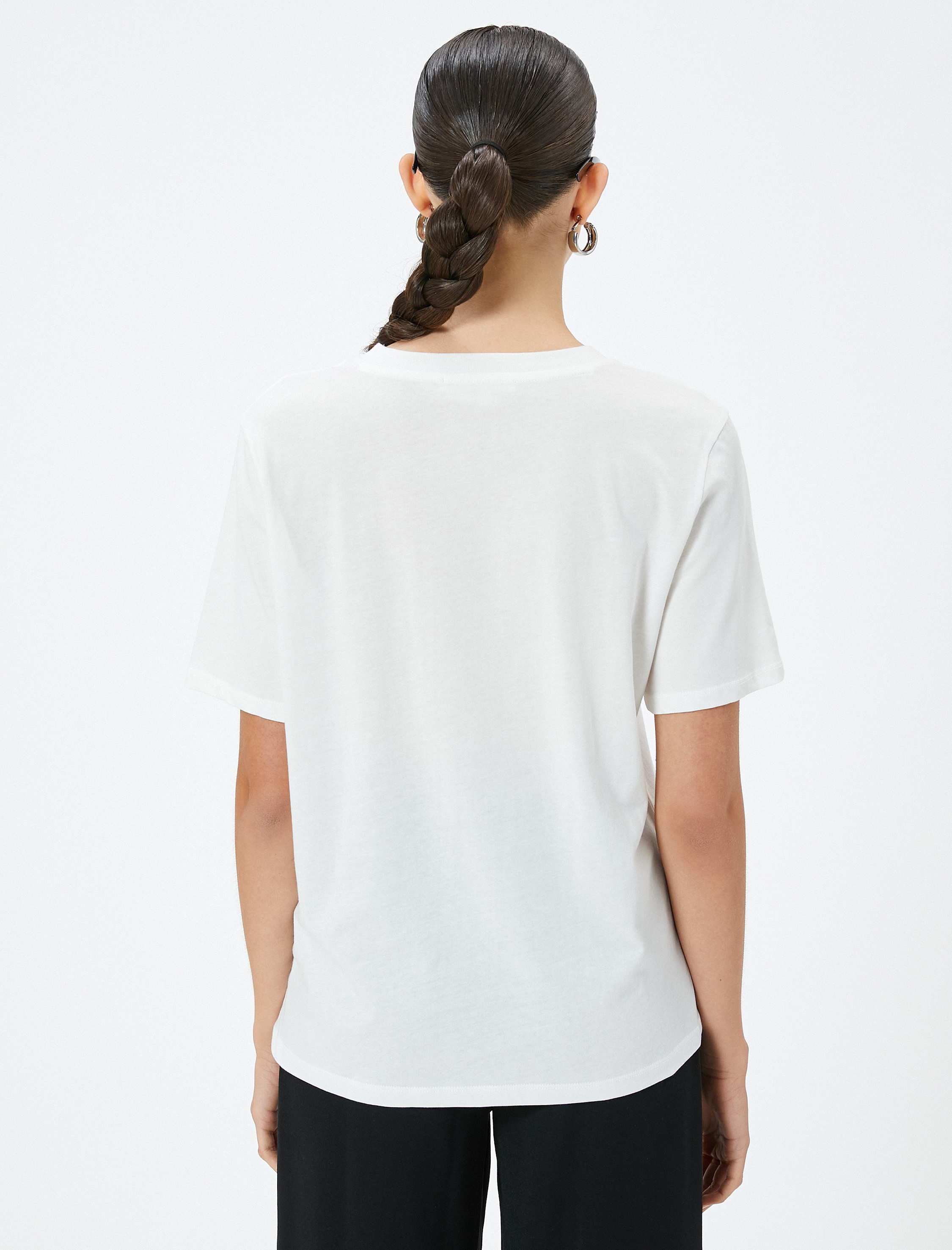   Baskılı Tişört Pamuklu Kısa Kollu Bisiklet Yaka Standart Kesim