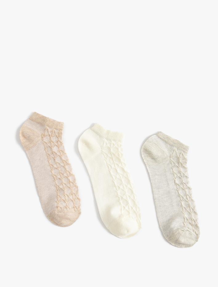 Kadın Dokulu Patik Çorap Seti 3'lü