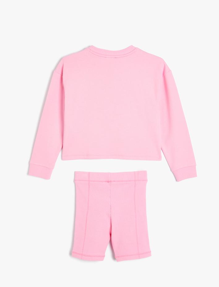 Kız Çocuk Sweatshirt ve Şort Seti İkili Pamuklu
