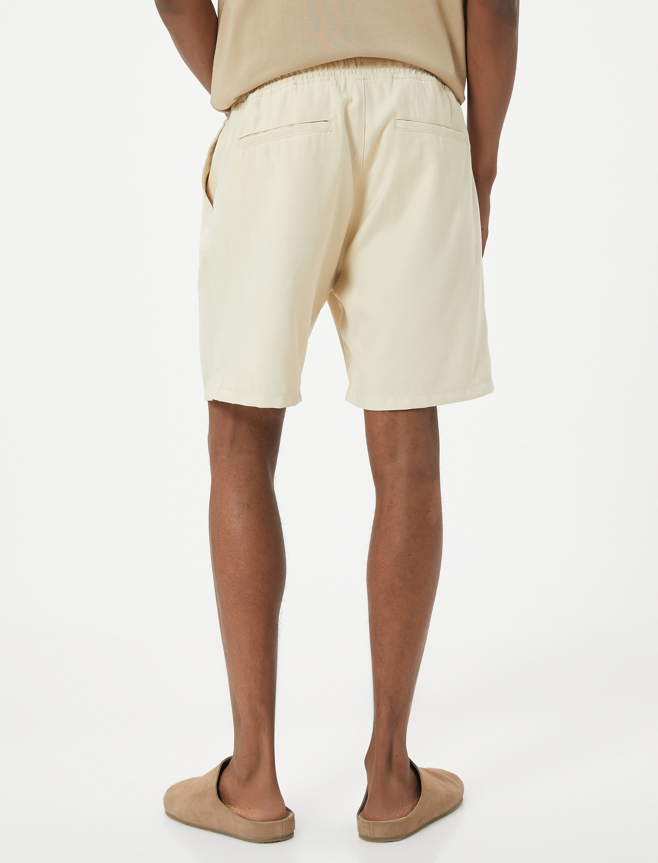   Bermuda Şort Chino Beli Bağcıklı Cep Detaylı Rayon Kumaş