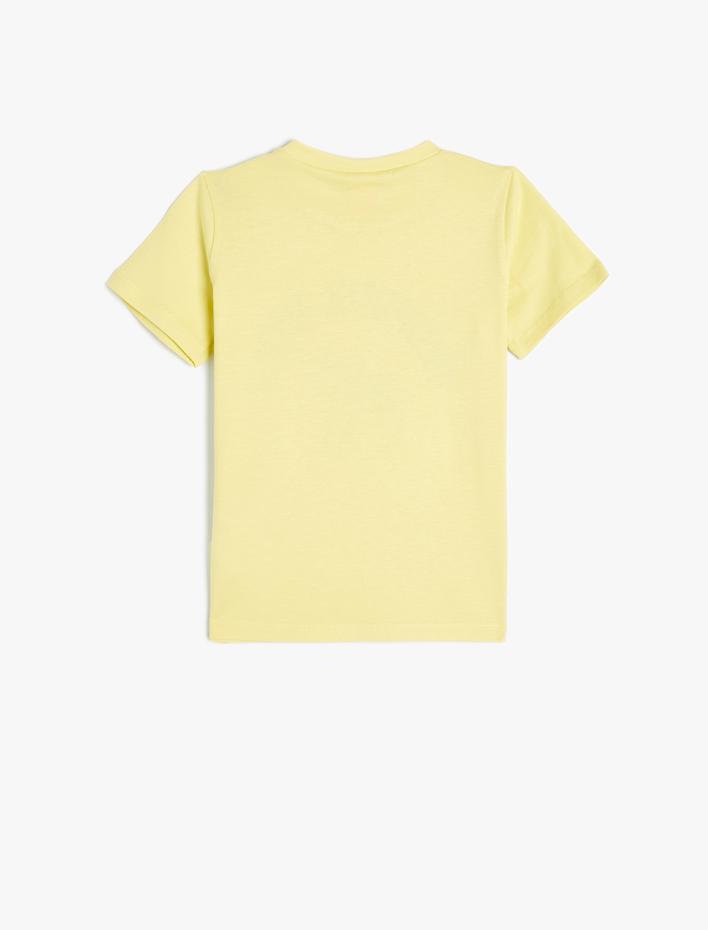 Erkek Bebek Tişört Tropik Baskılı Kısa Kollu Bisiklet Yaka Pamuklu