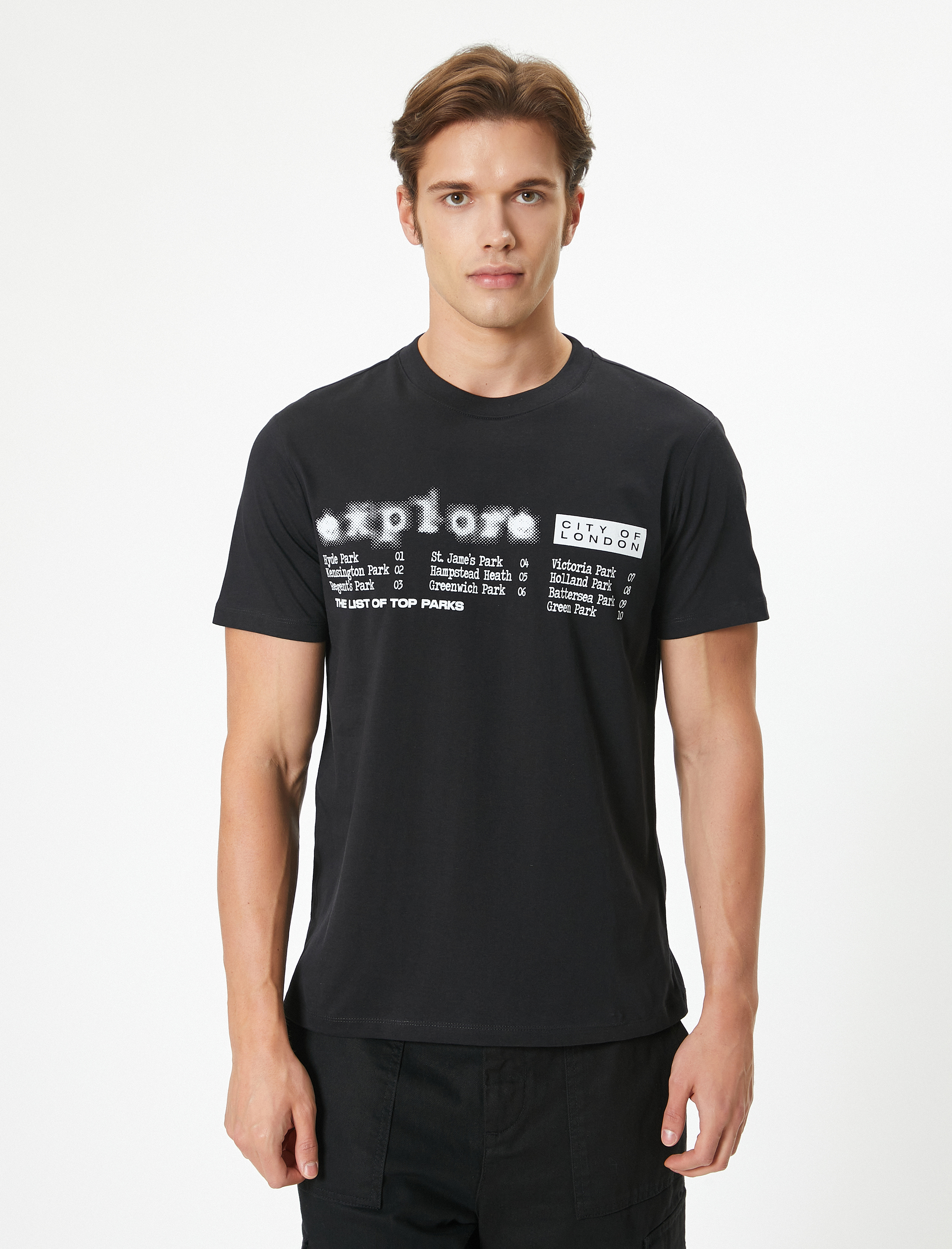   Slogan Baskılı Tişört Bisiklet Yaka Kısa Kollu