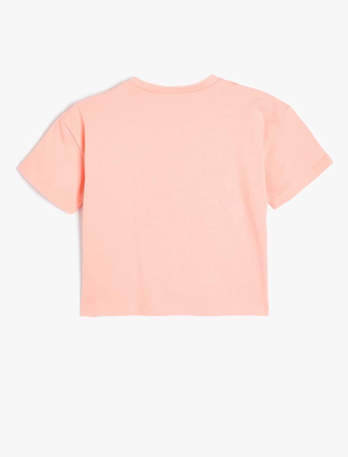 Kız Çocuk Tişört Kısa Kollu Bisiklet Yaka Slogan Baskılı Pamuklu