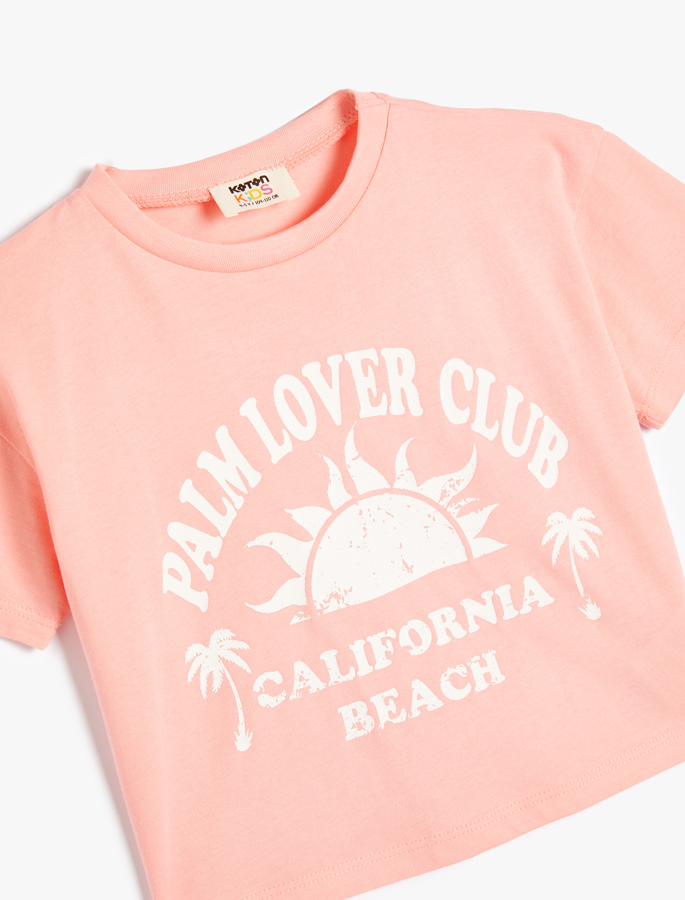  Kız Çocuk Tişört Kısa Kollu Bisiklet Yaka Slogan Baskılı Pamuklu