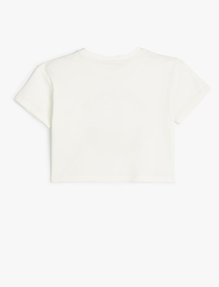 Kız Çocuk Tişört Kısa Kollu Bisiklet Yaka Paris Baskı Detaylı Pamuklu