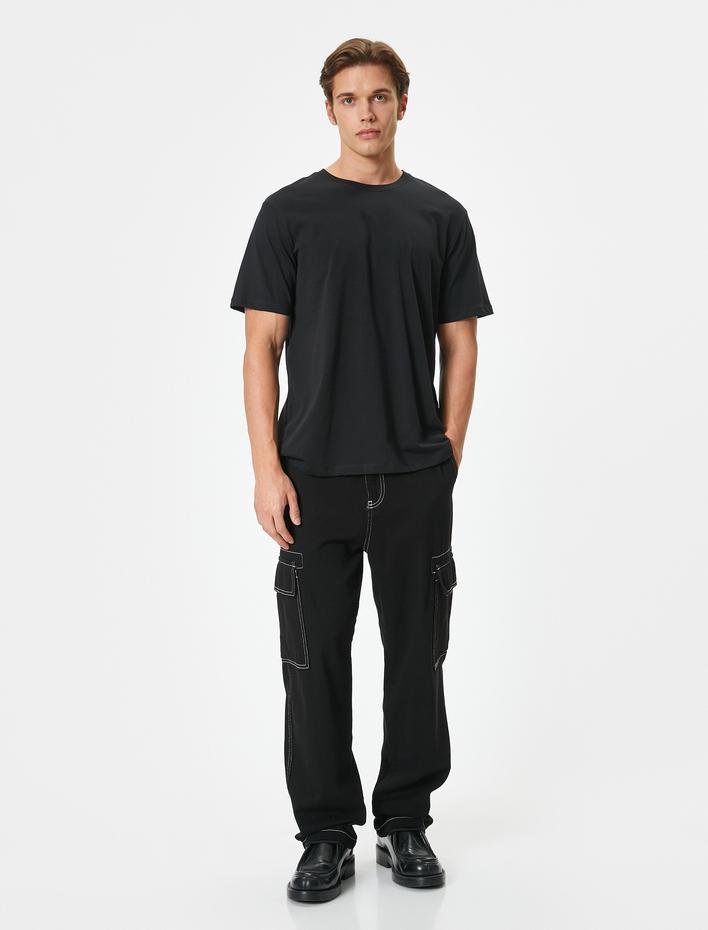  Bisiklet Yaka Regular Fit Pamuklu Kısa Kollu Basic Tişört