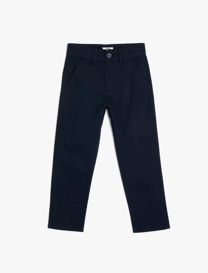 Erkek Çocuk Pamuklu Cep Detaylı Chino Pantolon