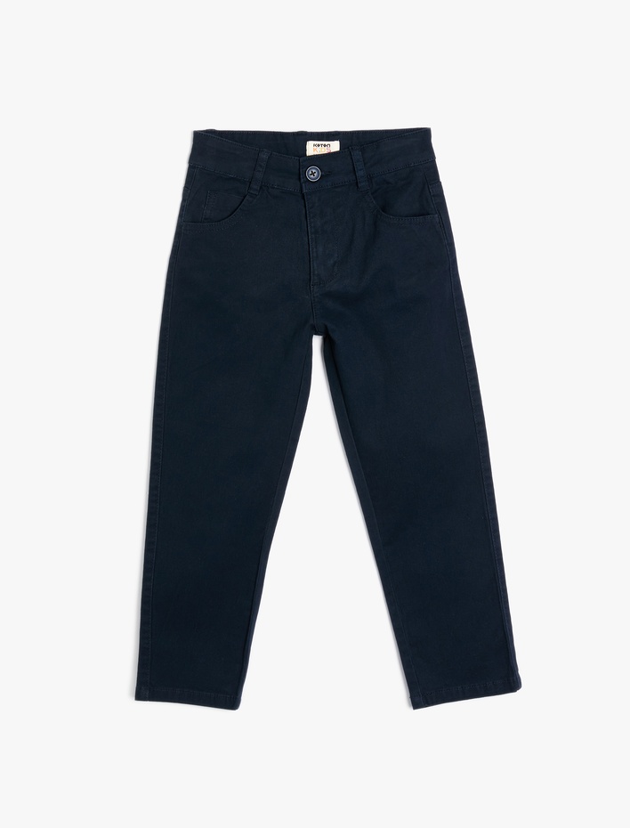 Erkek Çocuk Cepli Pamuklu Chino Pantolon