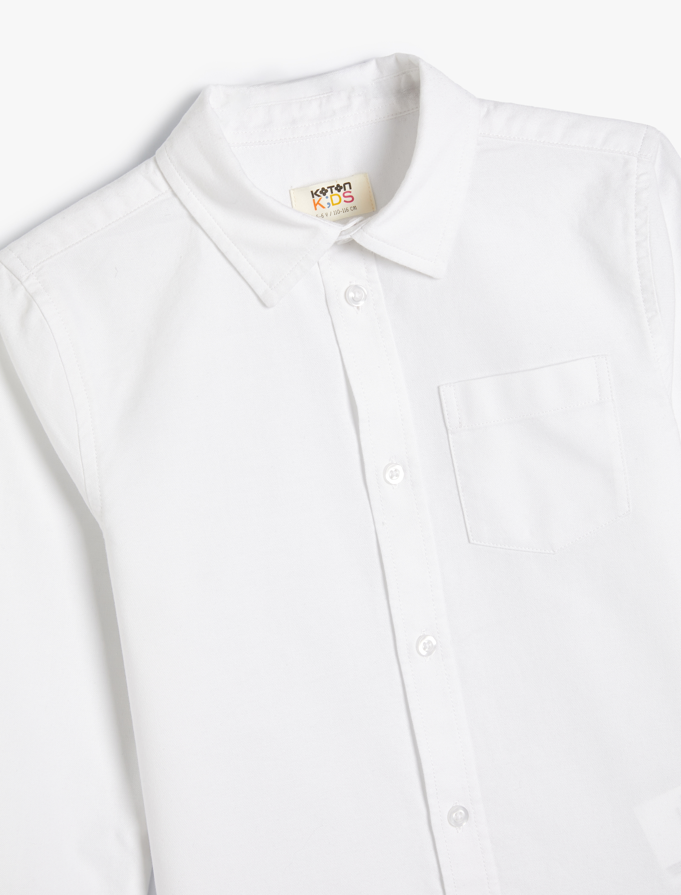  Erkek Çocuk Cep Detaylı Uzun Kollu Pamuklu Klasik Yaka Okul Gömleği