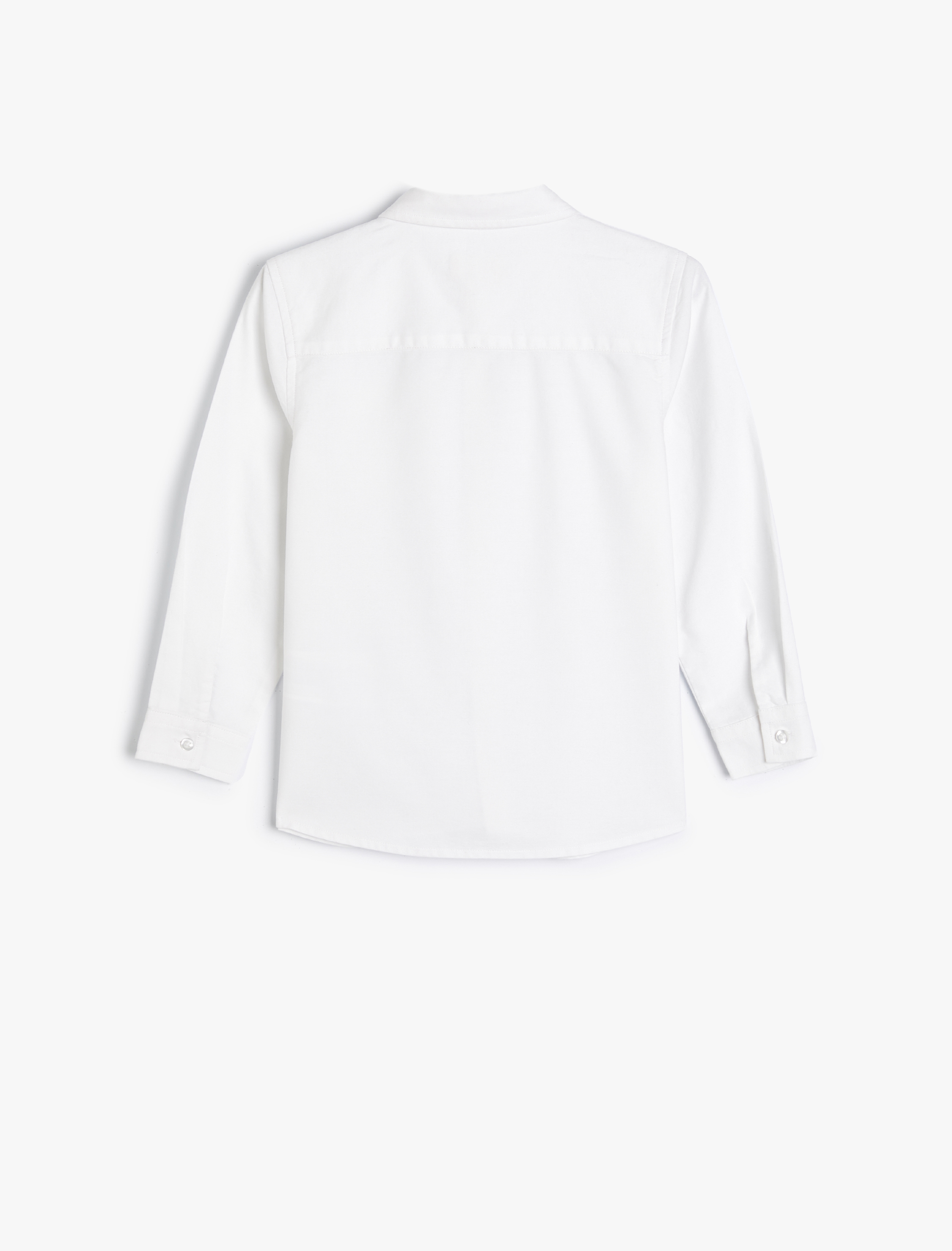  Erkek Çocuk Cep Detaylı Uzun Kollu Pamuklu Klasik Yaka Okul Gömleği