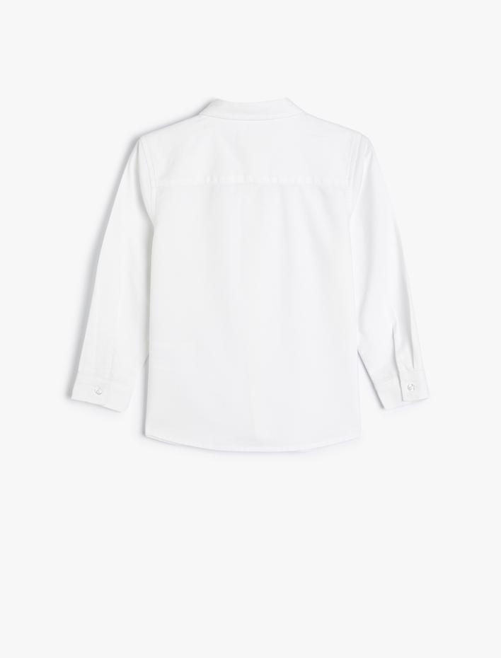Erkek Çocuk Cep Detaylı Uzun Kollu Pamuklu Klasik Yaka Okul Gömleği