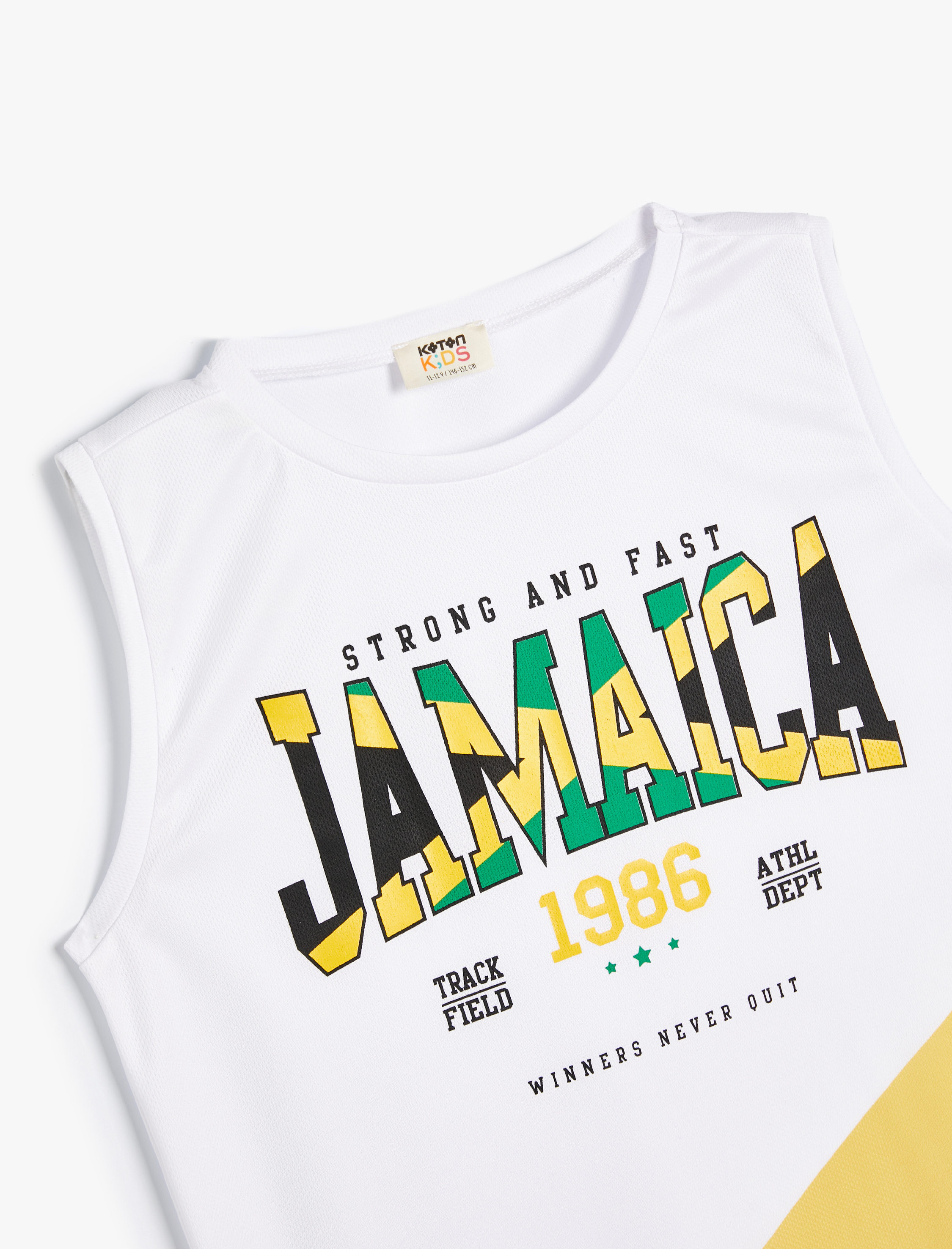 Erkek Çocuk Atlet Jamaica Baskılı Slogan Detaylı Kısa Kollu Renk Bloklu