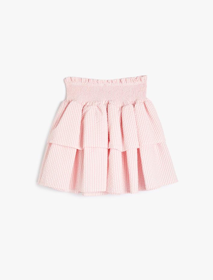 Kız Çocuk Etek Katlı Beli Lastikli Gipe Detaylı