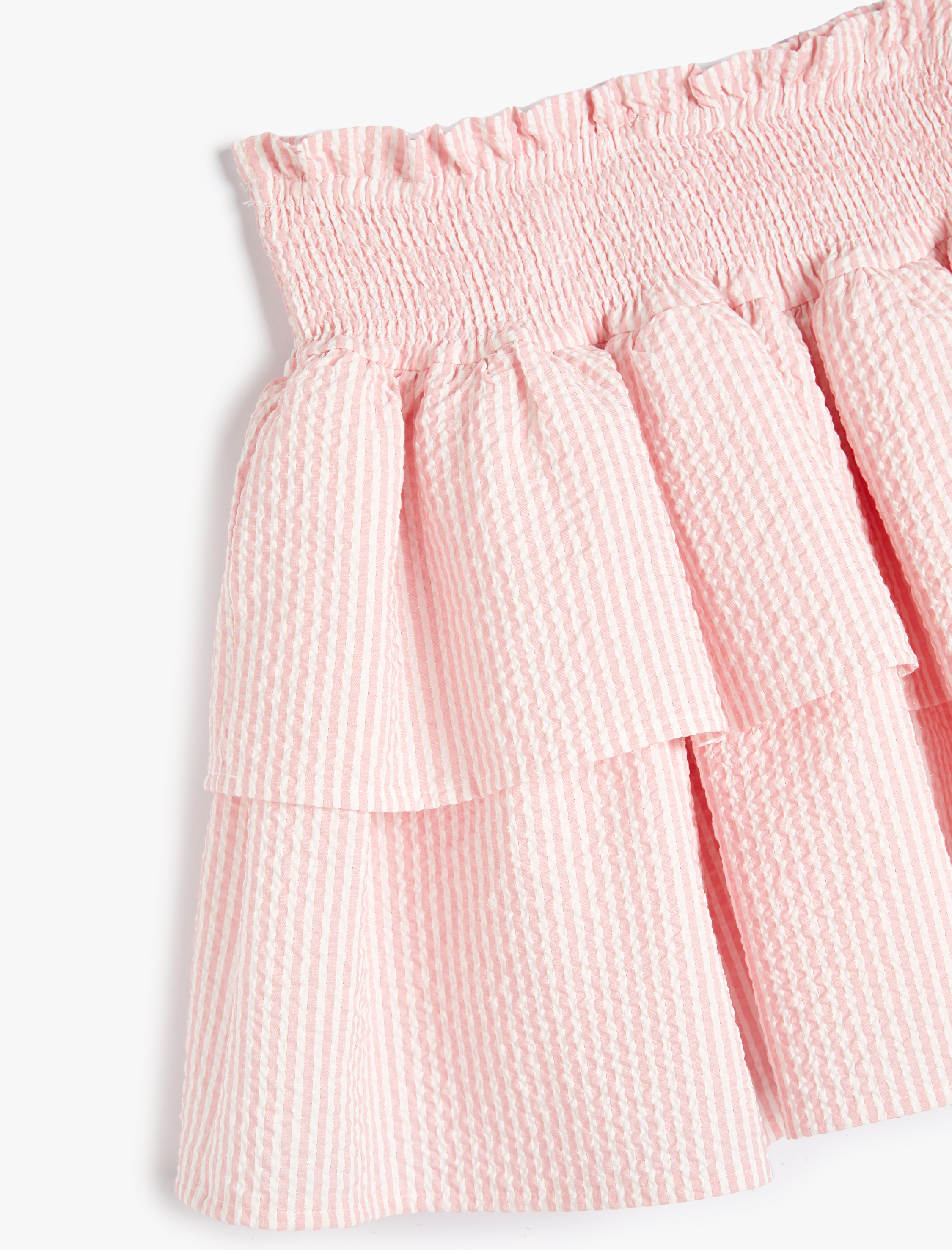  Kız Çocuk Etek Katlı Beli Lastikli Gipe Detaylı