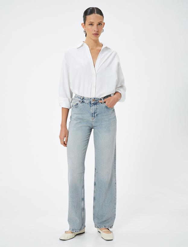 Uzun Düz Paça Kot Pantolon Cepli - Nora Longer Straight Jeans_0