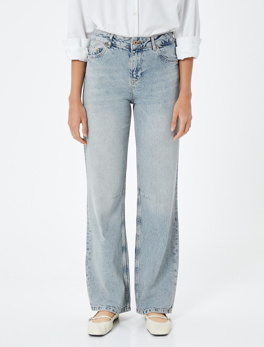   Uzun Düz Paça Kot Pantolon Cepli - Nora Longer Straight Jeans