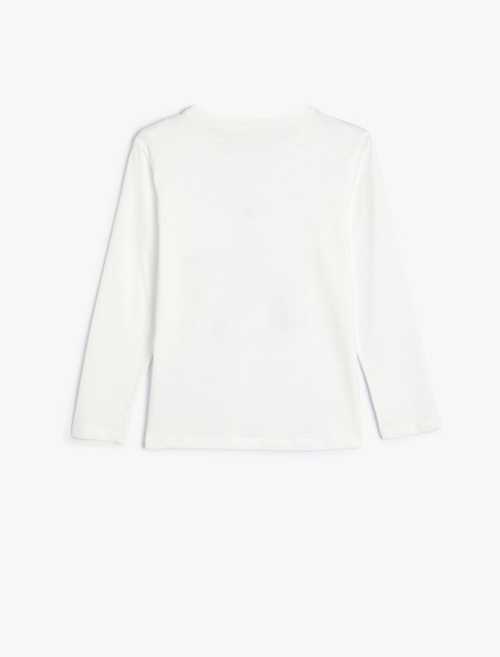 Kız Çocuk Tişört Yıldız Baskılı Uzun Kollu Bisiklet Yaka Pamuklu