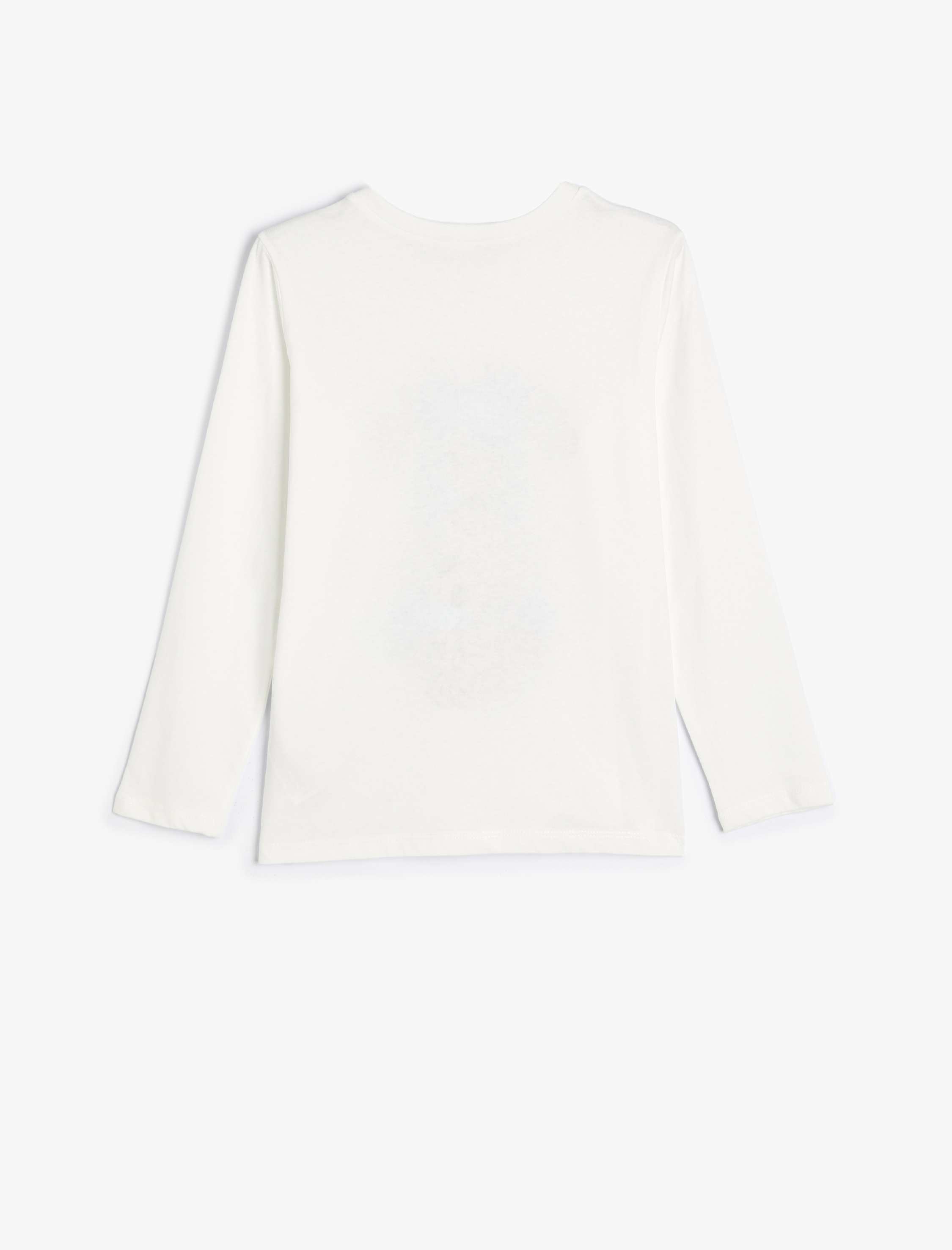  Kız Çocuk Tişört Uzun Kollu Anime Baskılı Bisiklet Yaka Pamuklu