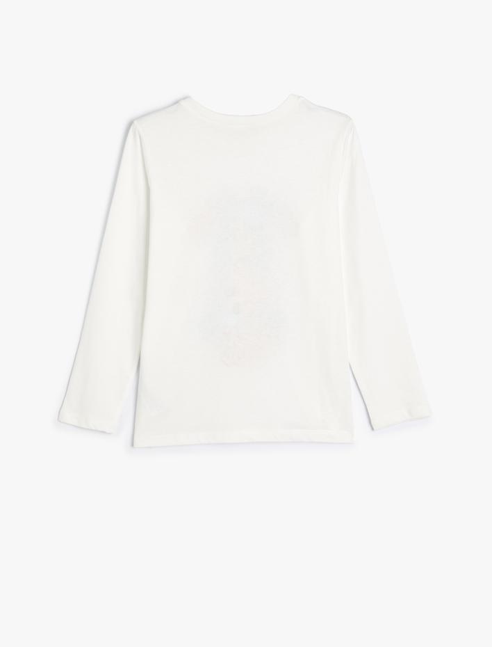 Kız Çocuk Tişört Uzun Kollu Anime Baskılı Bisiklet Yaka Pamuklu