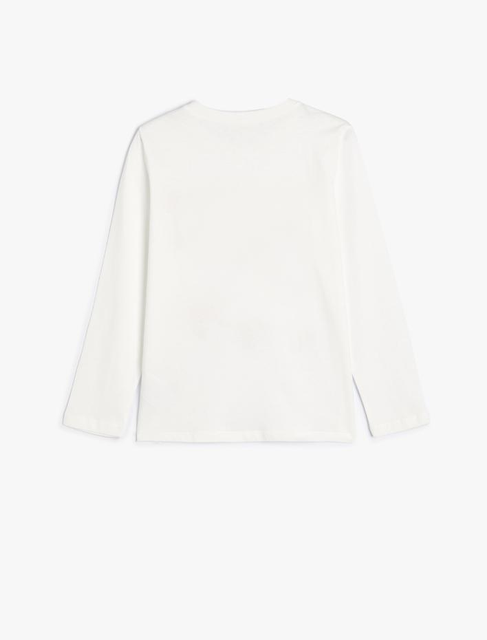 Kız Çocuk Tişört Uzun Kollu Unicorn Baskılı Bisiklet Yaka Pamuklu