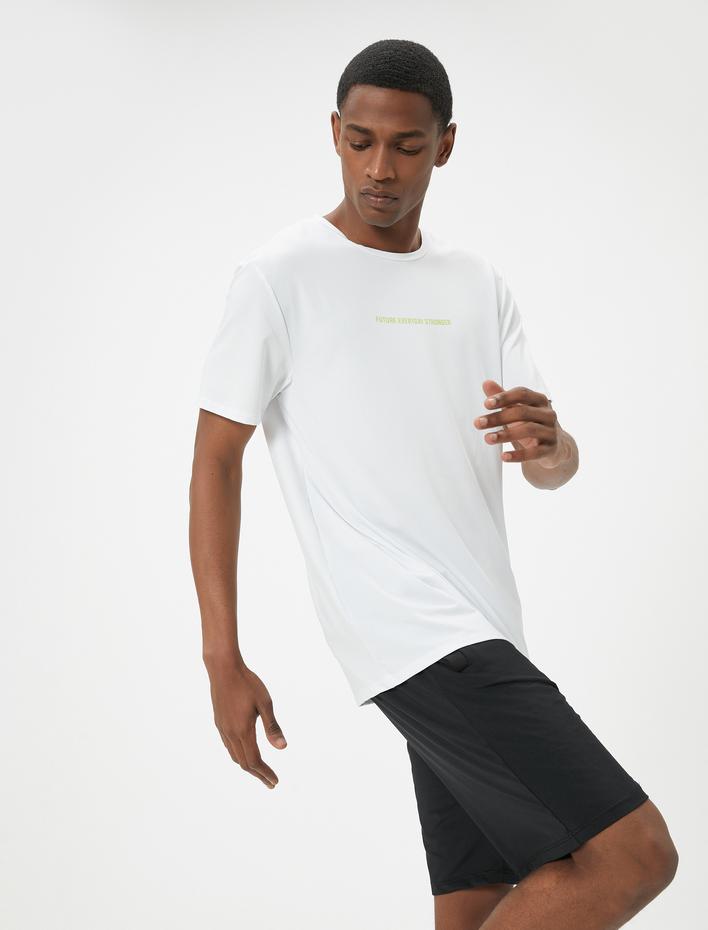  Spor Tişört Slogan Baskılı Kısa Kollu Bisiklet Yaka