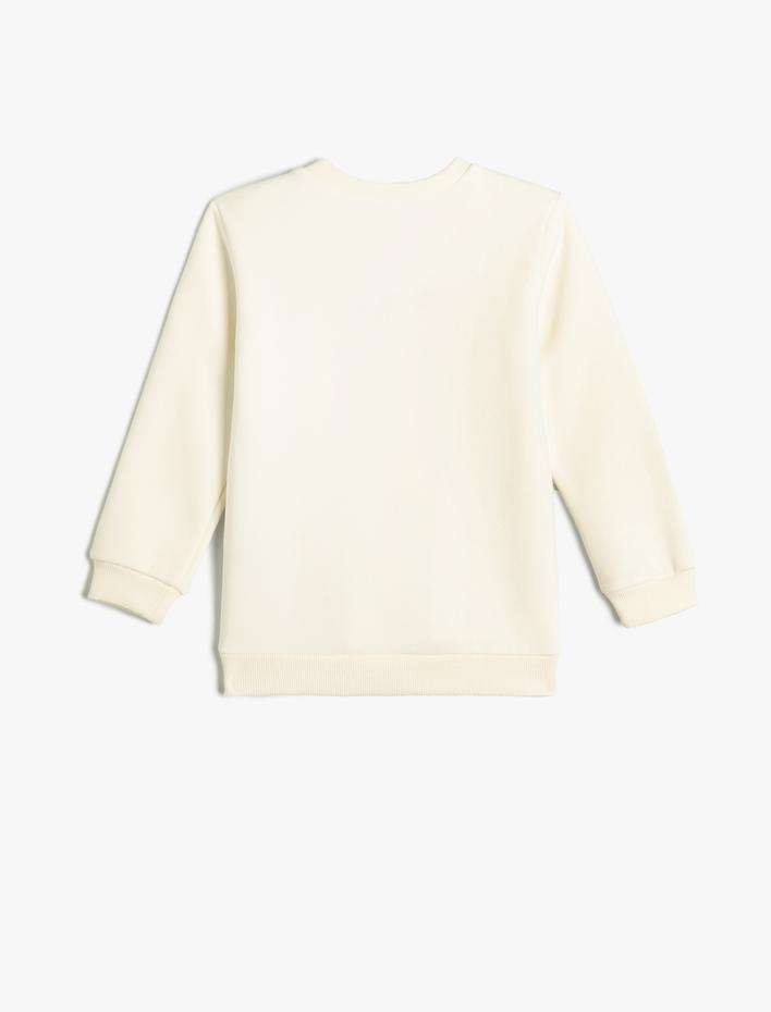 Erkek Çocuk Sweatshirt Dinozor Baskılı Bisiklet Yaka Uzun Kollu Şardonlu