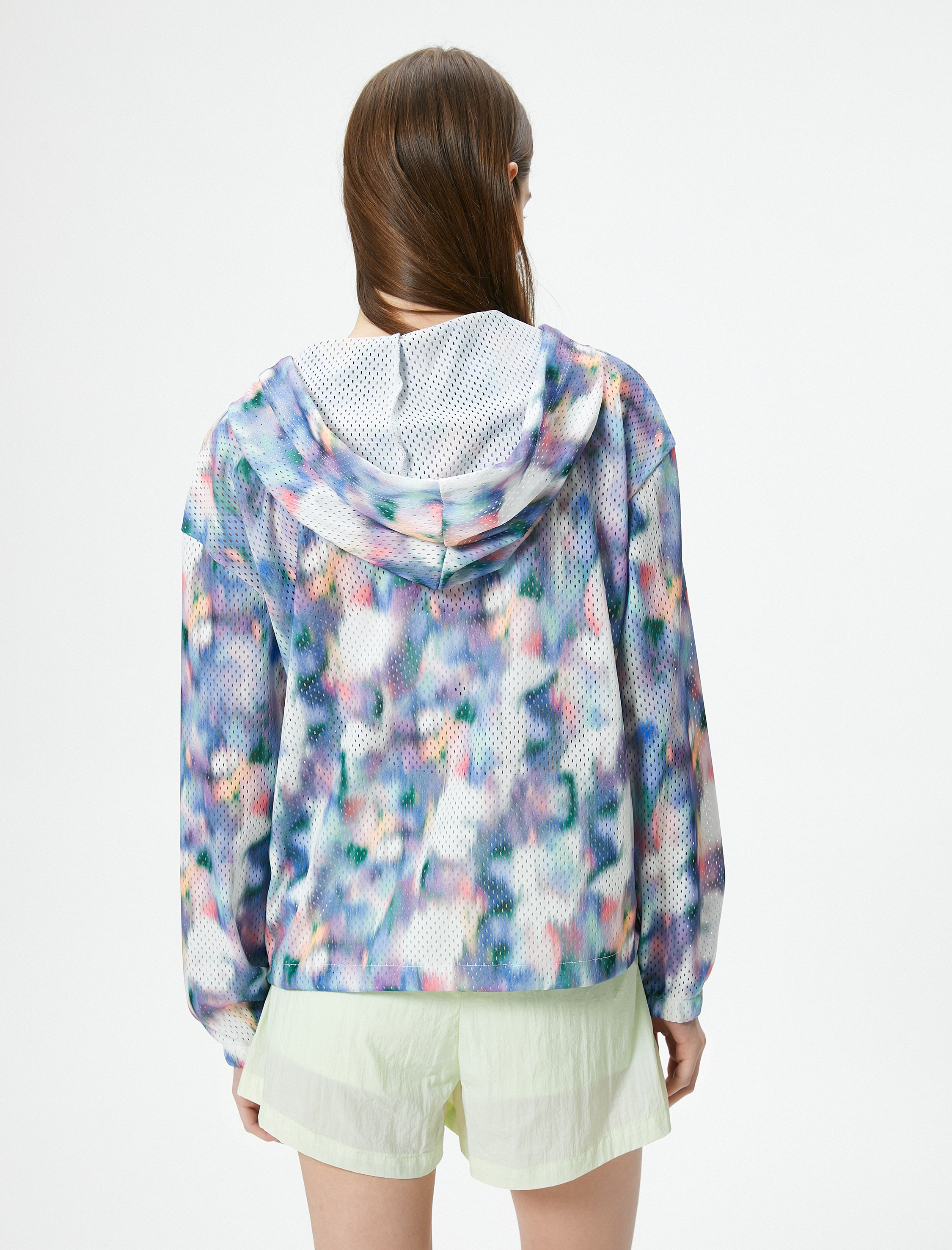   Fermuarlı Spor Ceket Kapüşonlu Nefes Alabilir Batik Desenli