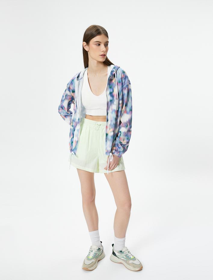  Fermuarlı Spor Ceket Kapüşonlu Nefes Alabilir Batik Desenli