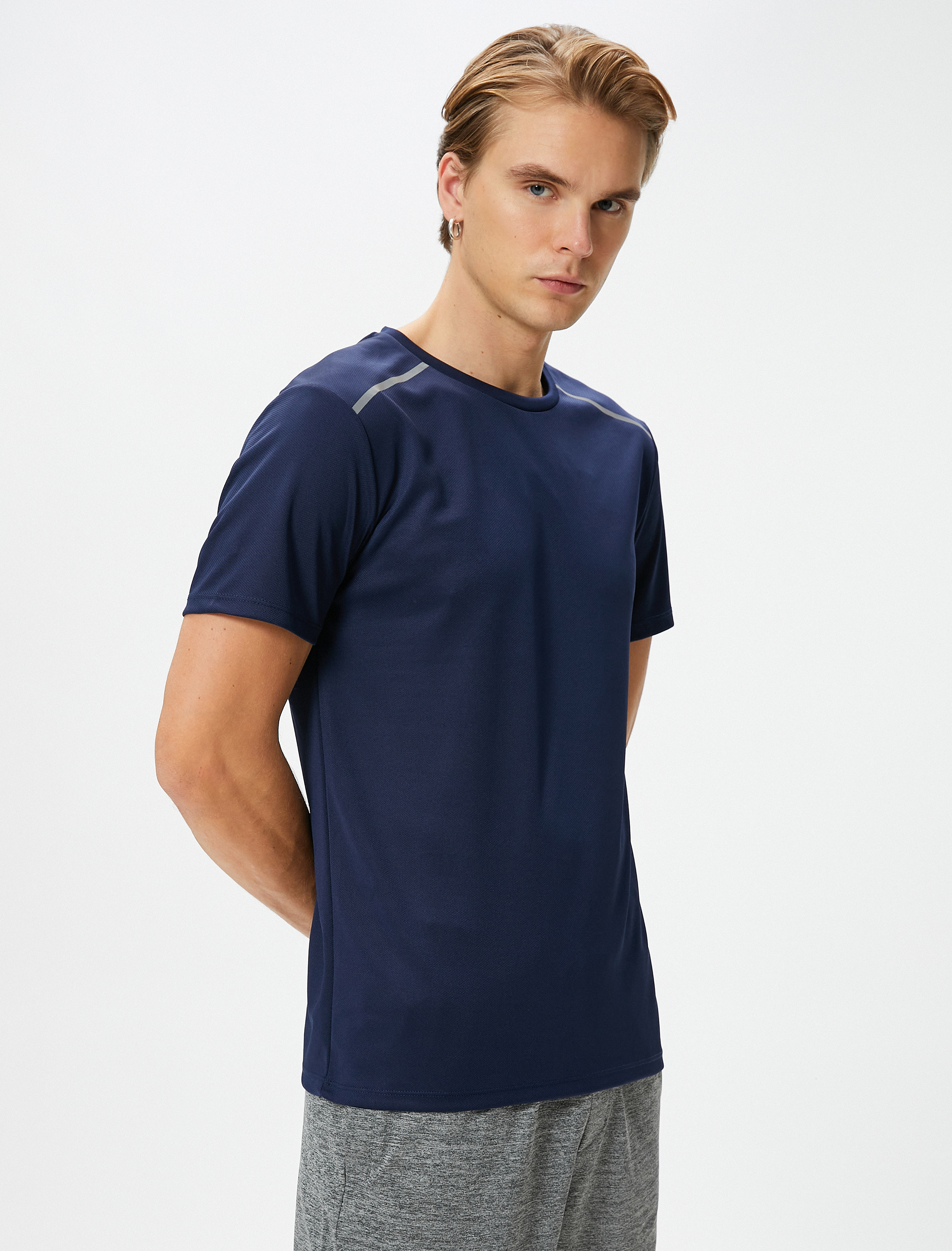   Spor Tişört Reflektör Baskılı Kısa Kollu Bisiklet Yaka