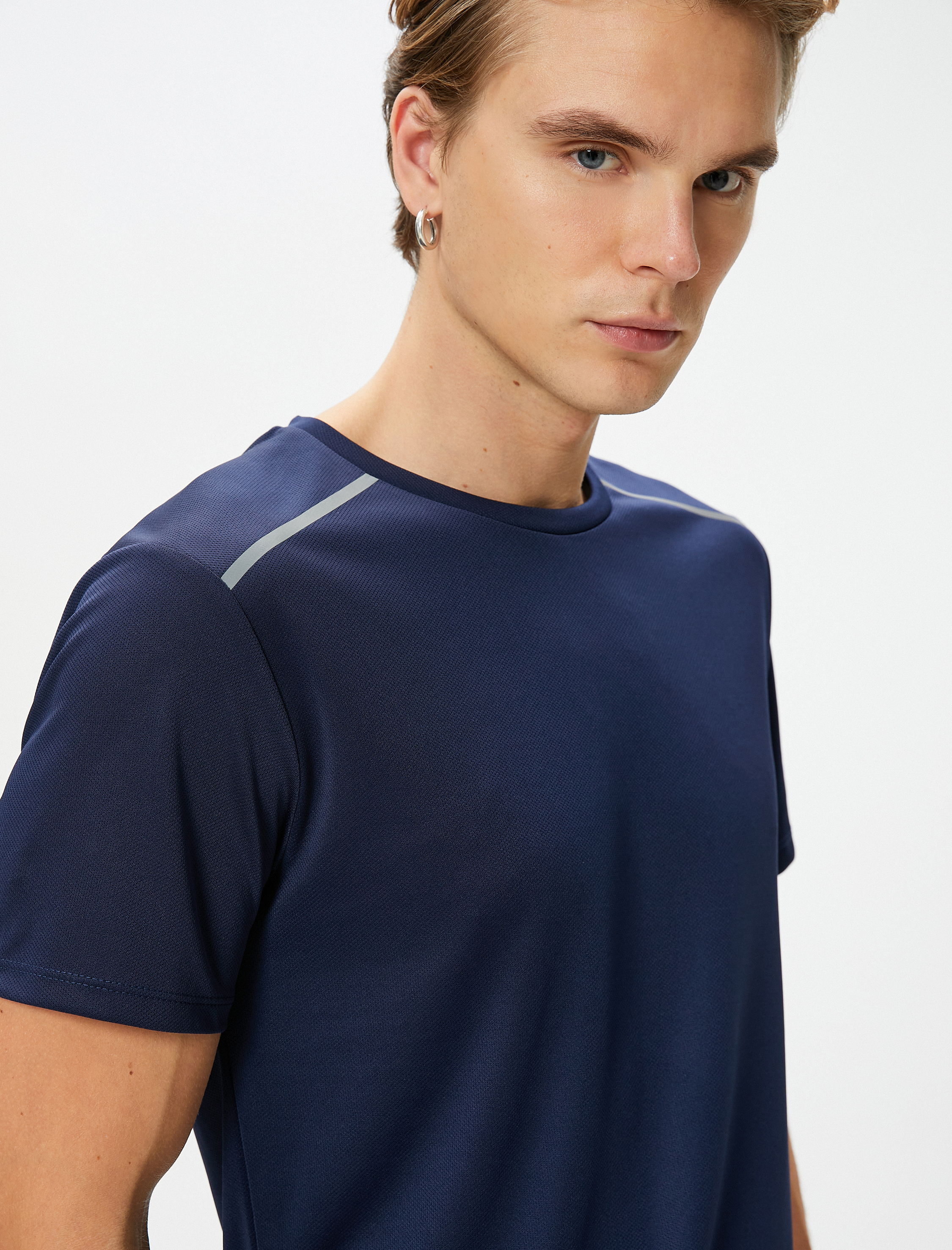   Spor Tişört Reflektör Baskılı Kısa Kollu Bisiklet Yaka