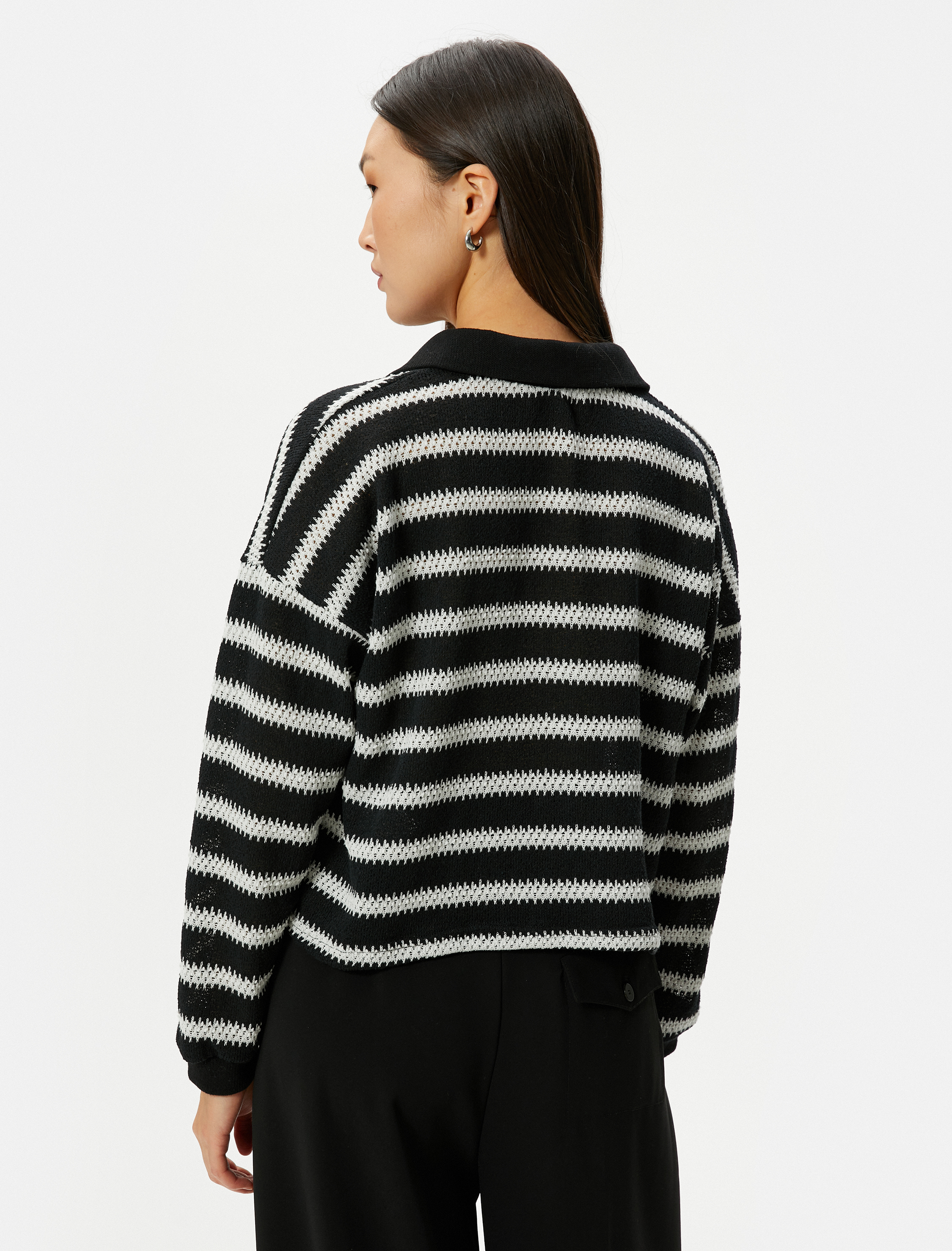   Polo Yaka Hırka Düğmeli Örgü Standart Kesim