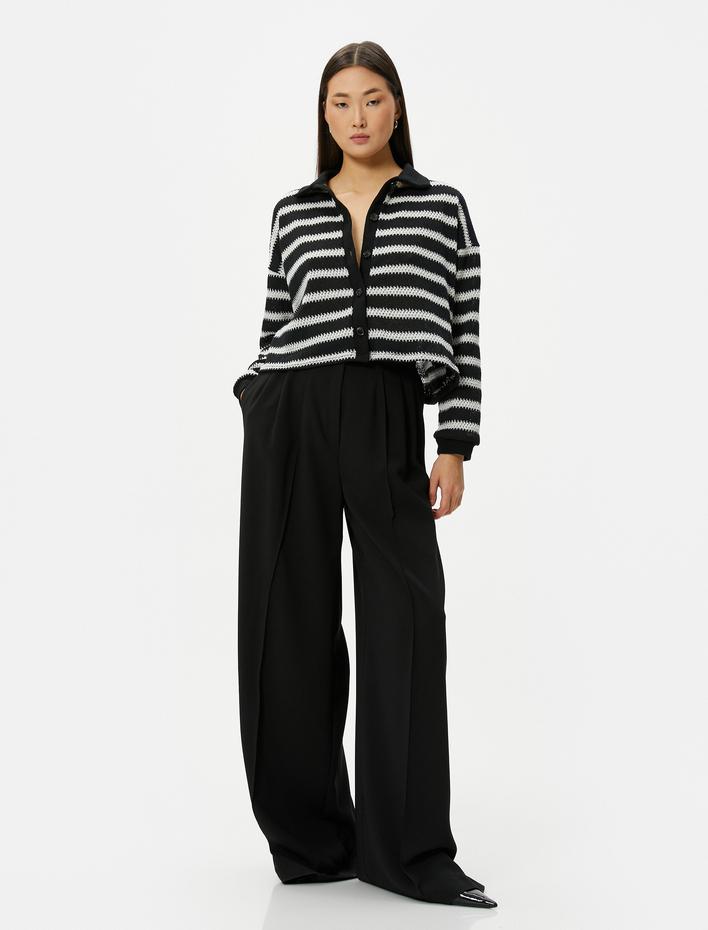  Polo Yaka Hırka Düğmeli Örgü Standart Kesim