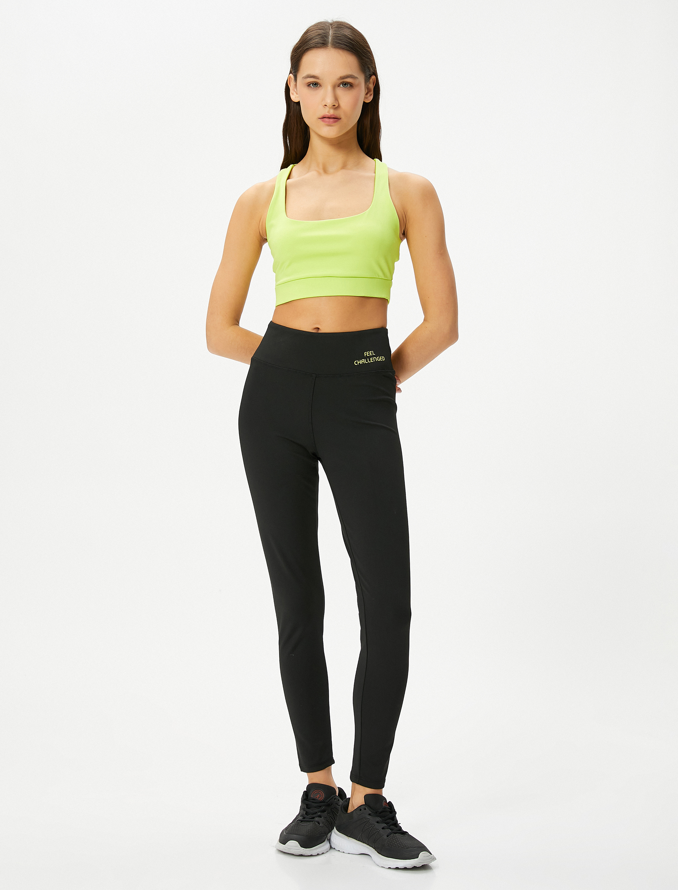   Spor Tayt Yüksek Bel Dar Kalıp Baskı Detaylı