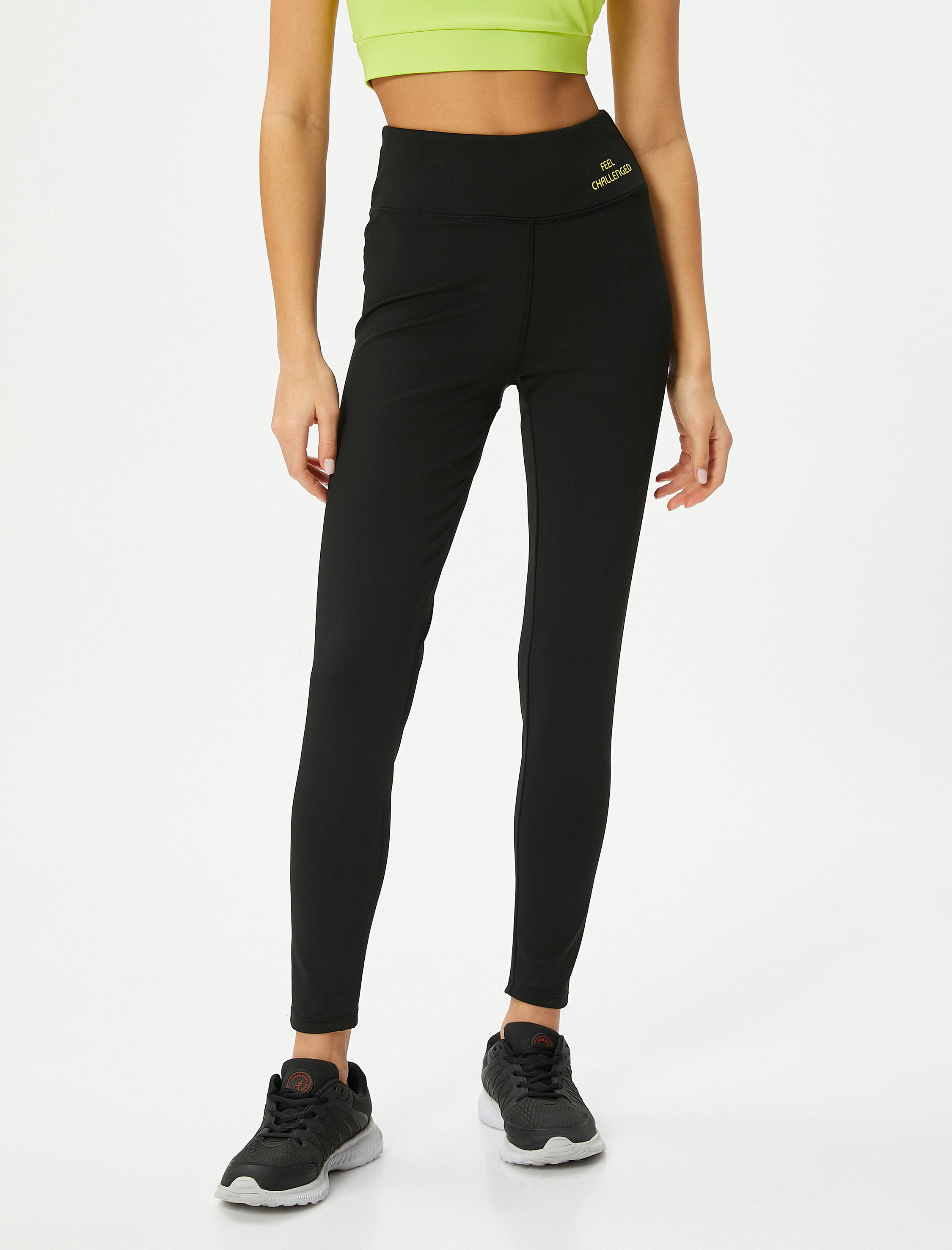   Spor Tayt Yüksek Bel Dar Kalıp Baskı Detaylı