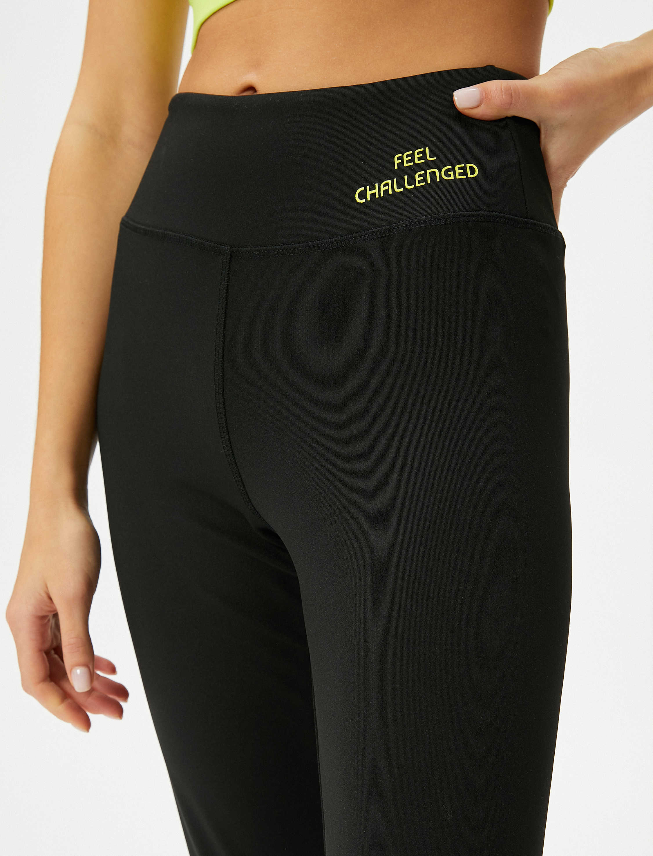   Spor Tayt Yüksek Bel Dar Kalıp Baskı Detaylı