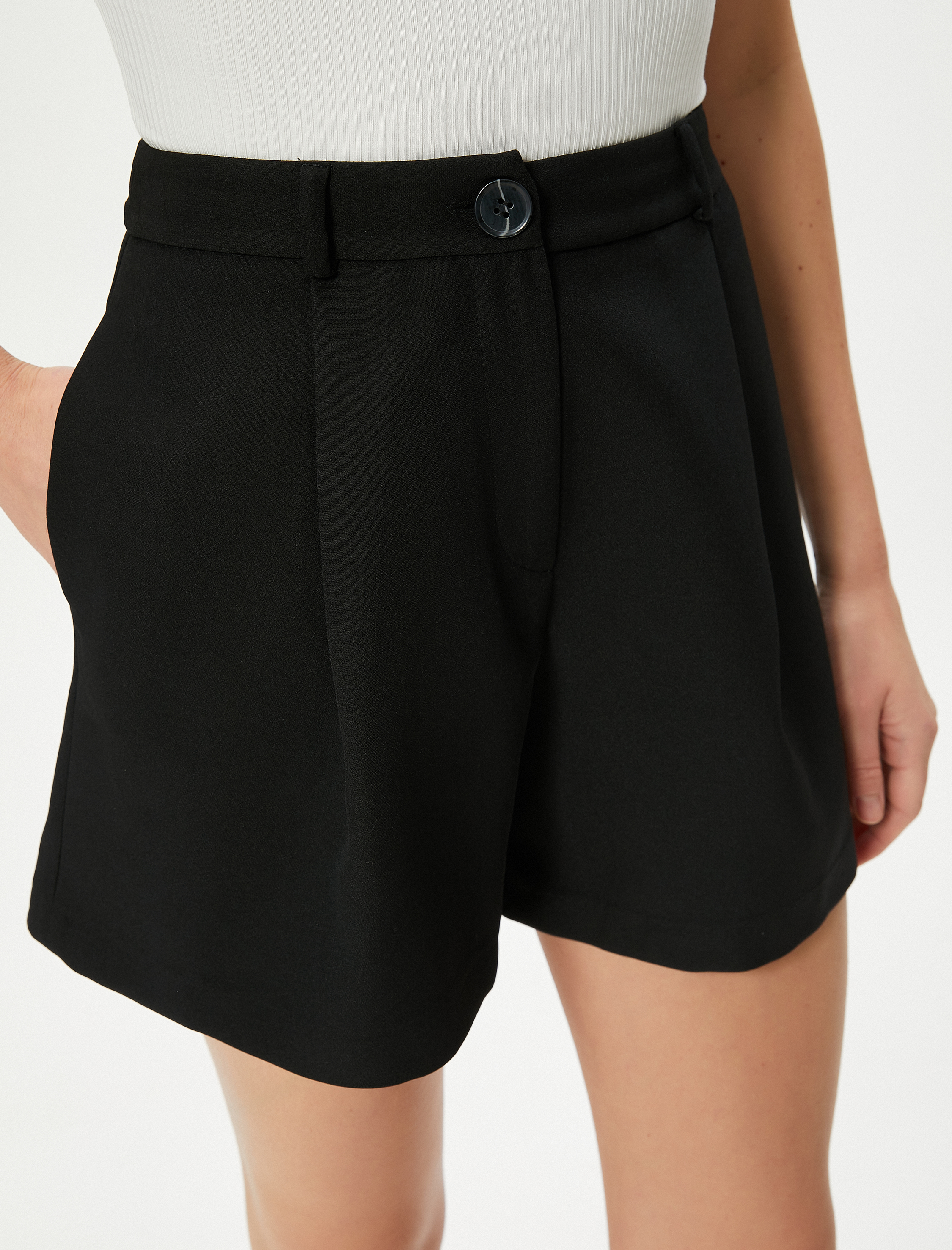   Mini Şort Yüksek Bel Bol Paça Cepli