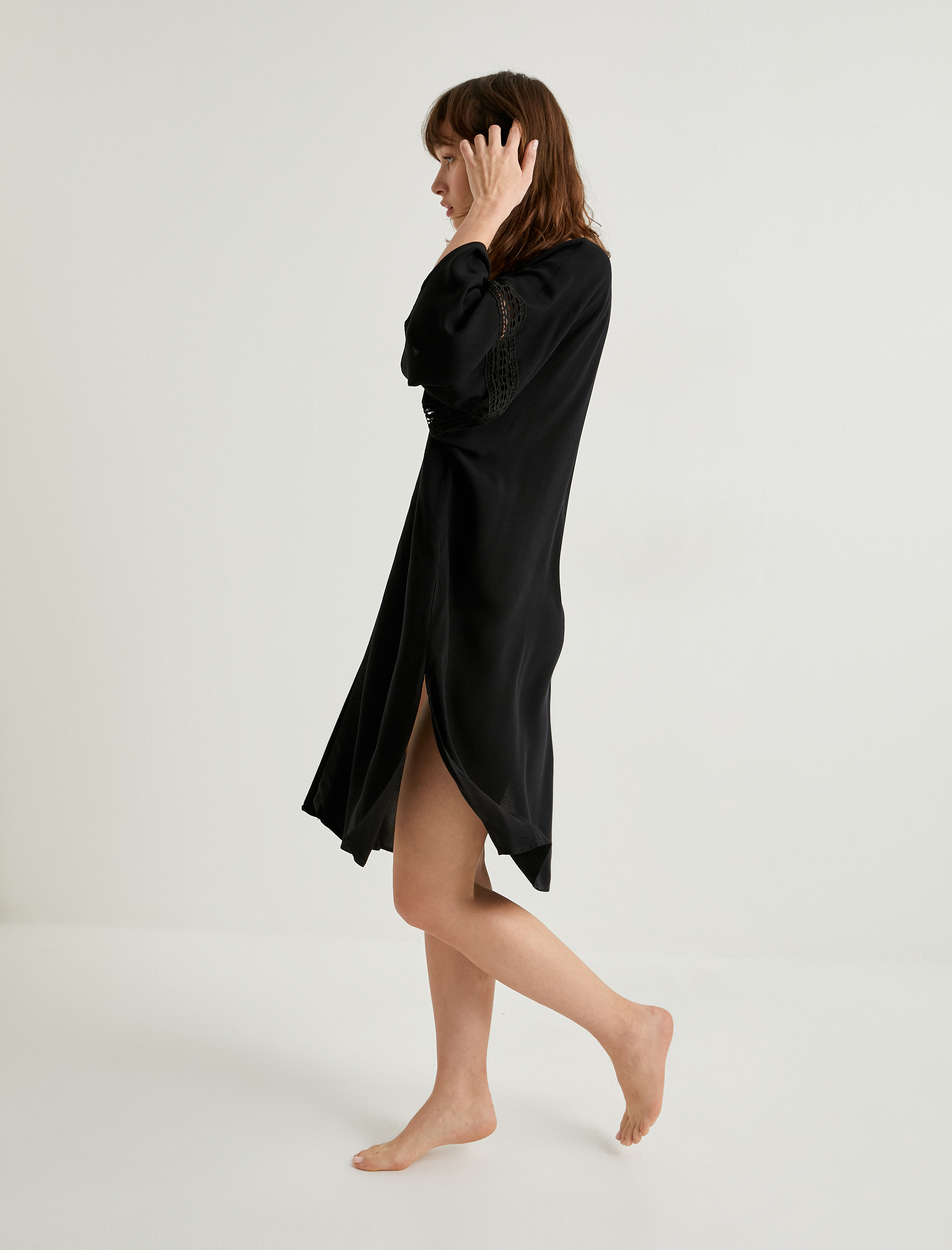   Oversize Plaj Kimono Geniş Kollu Viskon