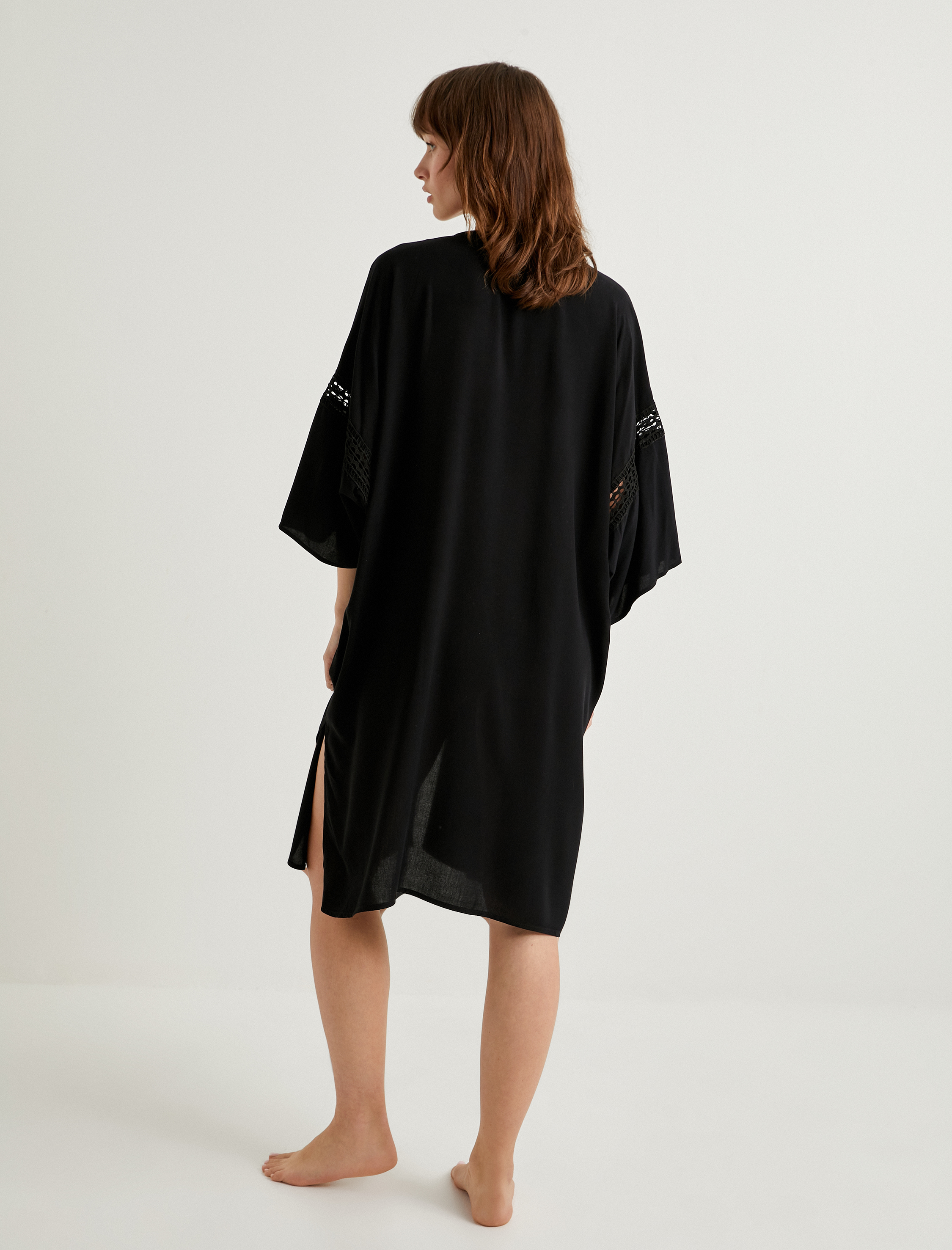   Oversize Plaj Kimono Geniş Kollu Viskon