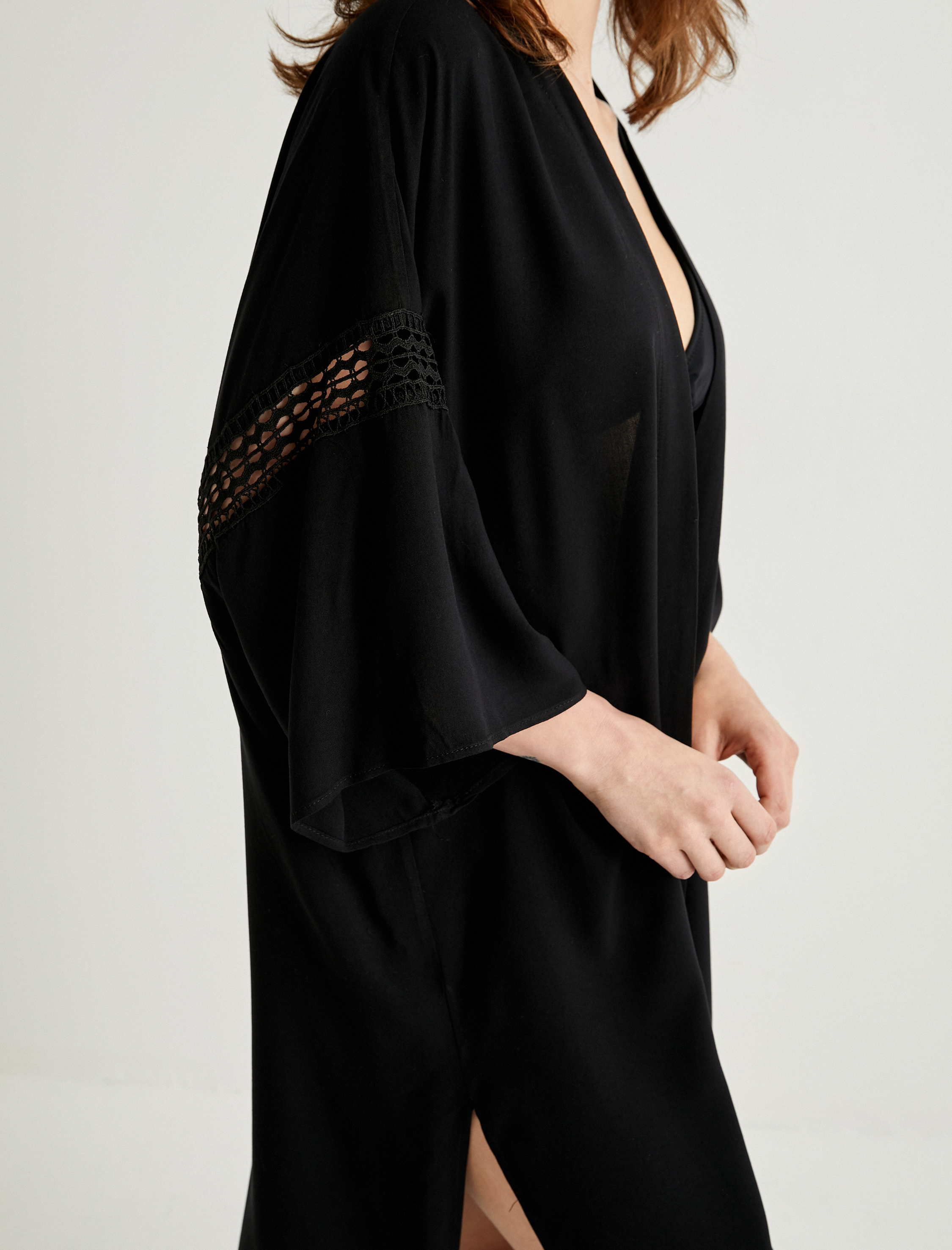   Oversize Plaj Kimono Geniş Kollu Viskon