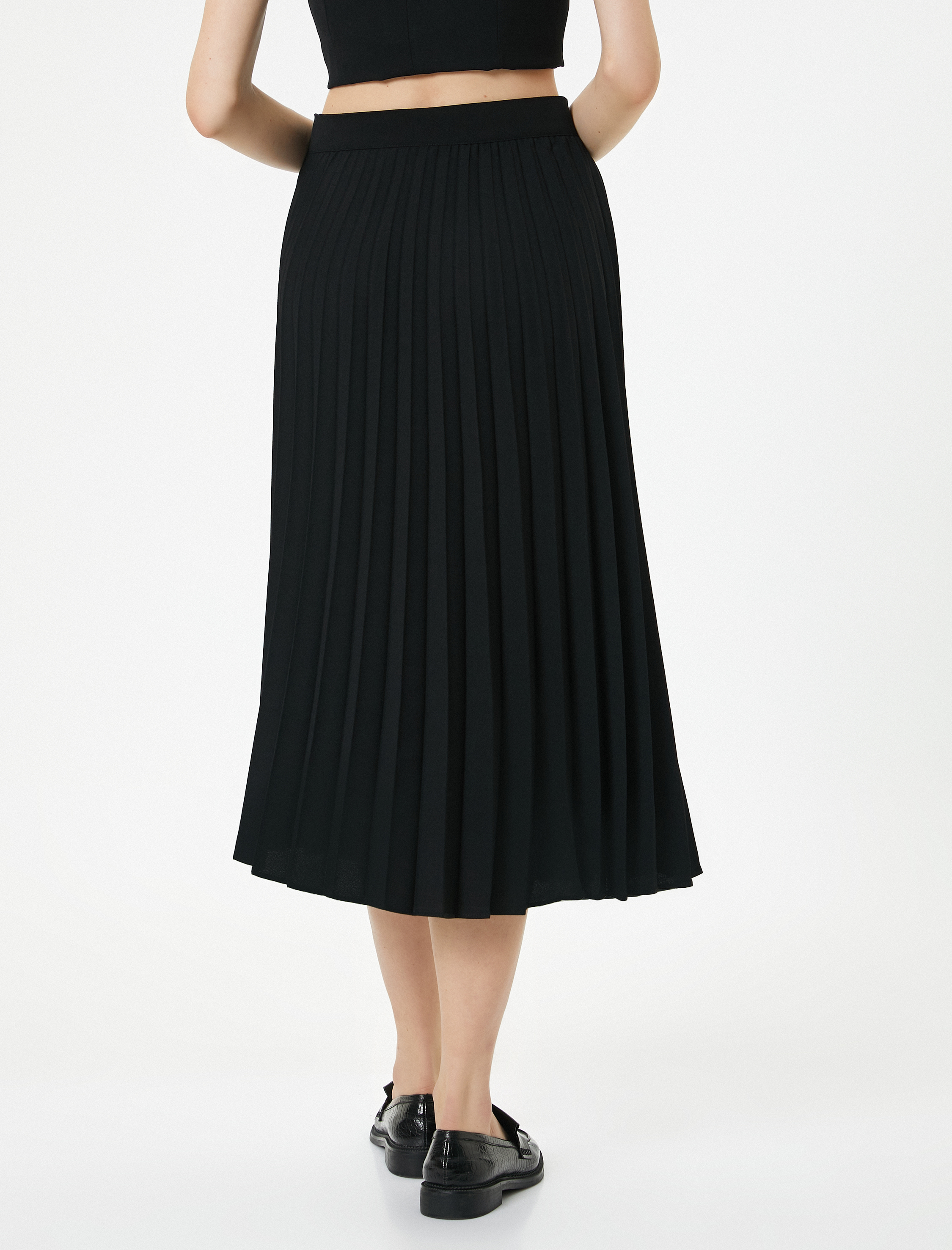   Midi Pileli Etek Normal Bel