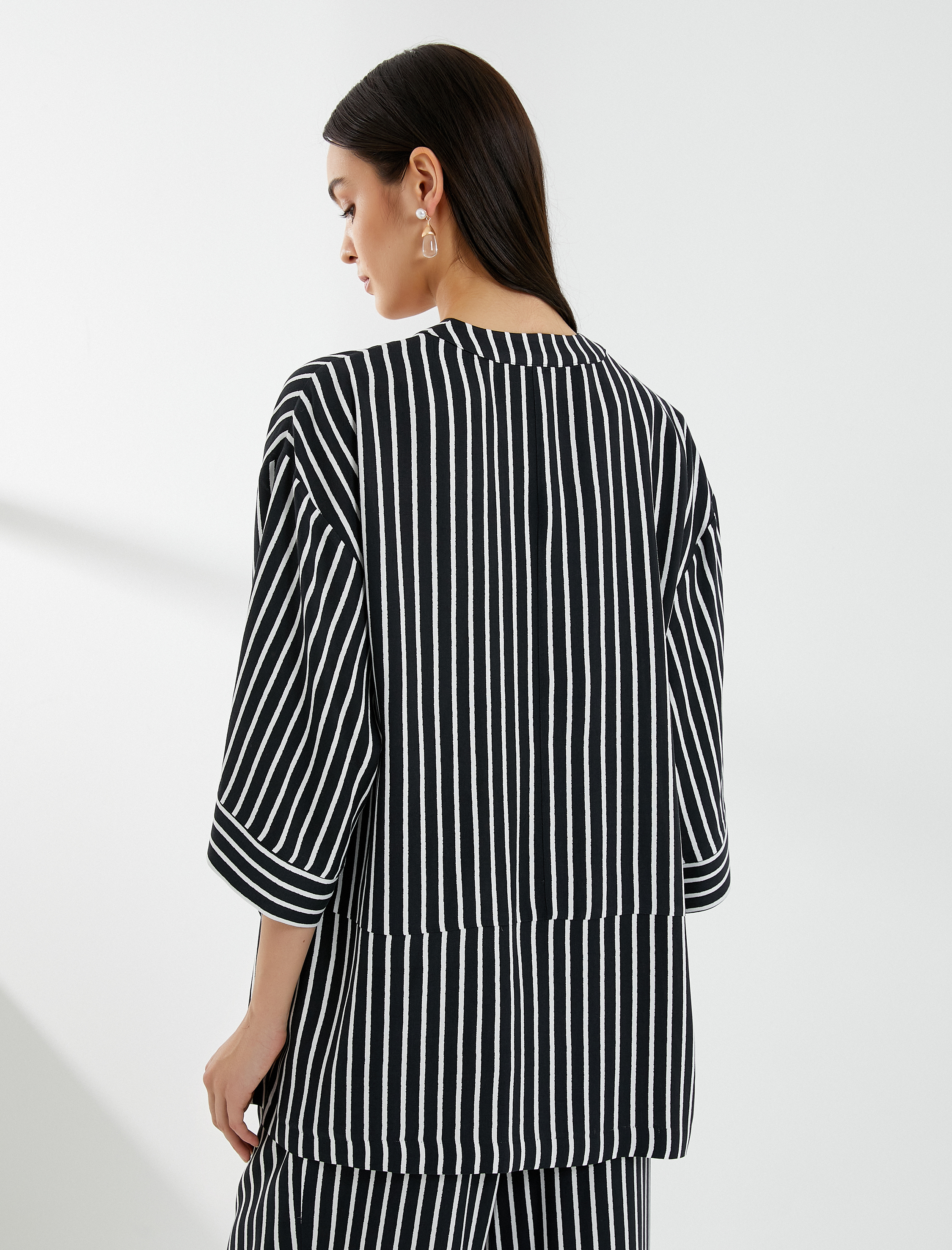   Viskon Kimono Yarım Kollu Cep Detaylı