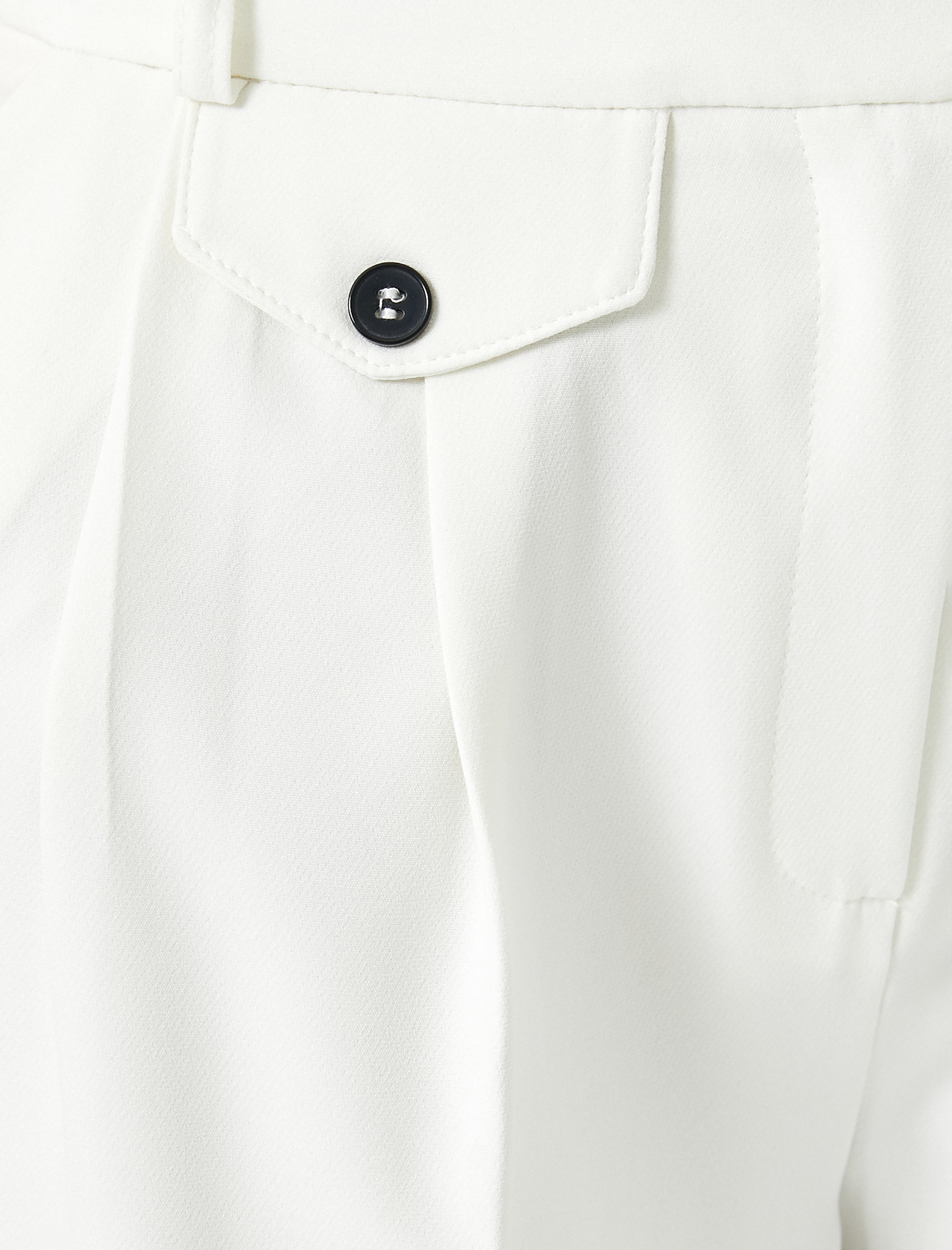   Pileli Palazzo Pantolon Bol Paça Yüksek Bel Cepli Düğmeli