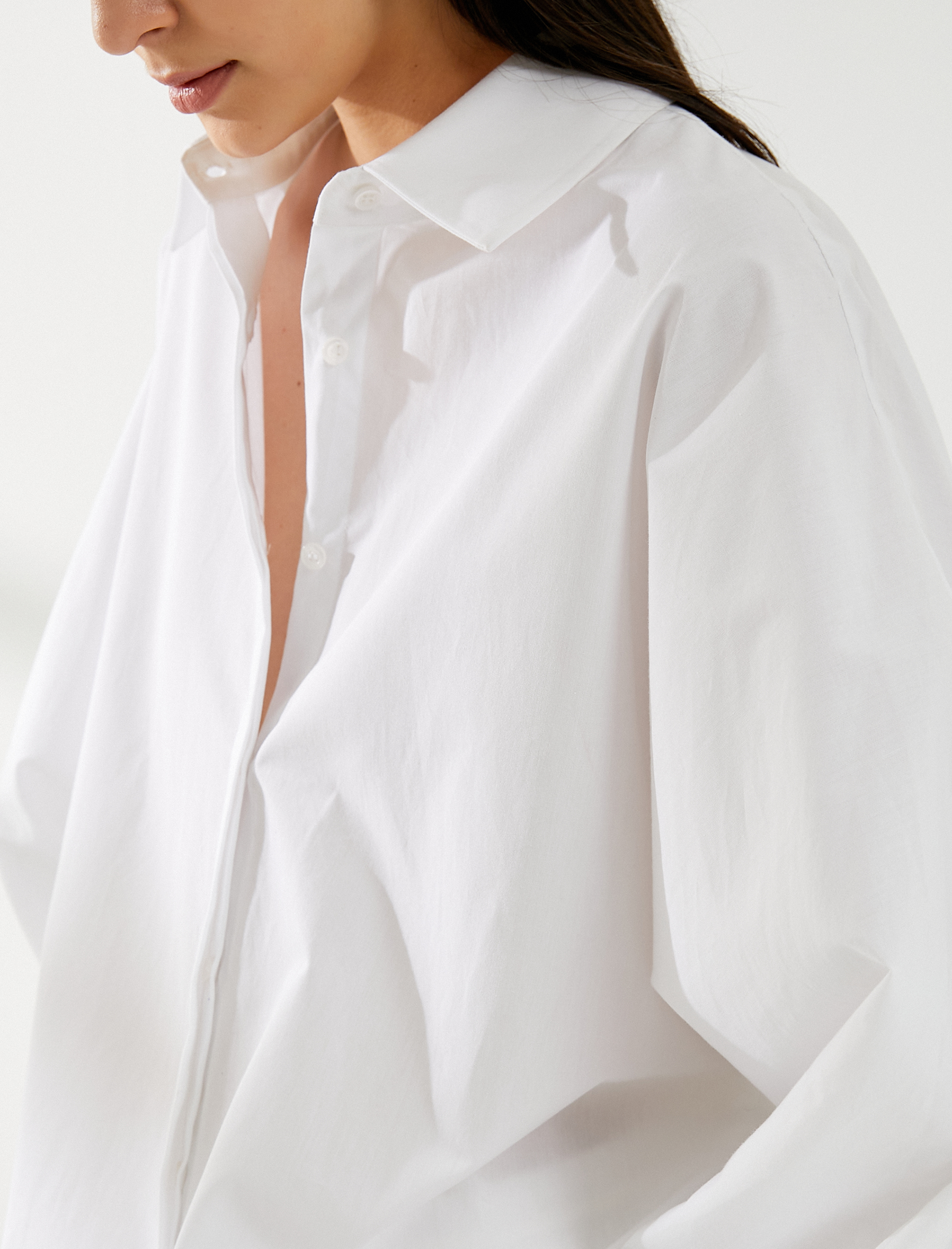   Balon Kol Gömlek Bilek Detaylı Düğmeli Pamuklu