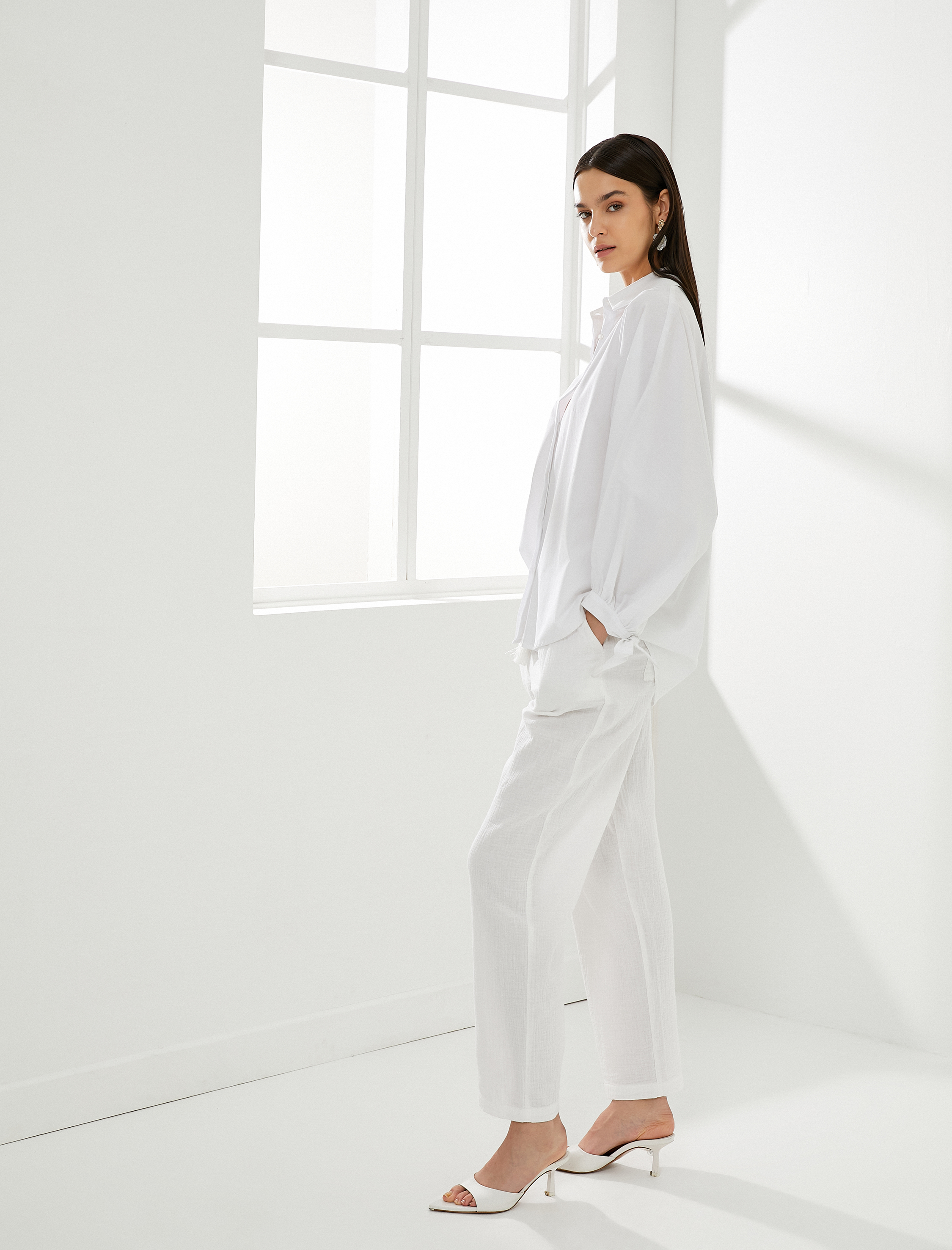   Balon Kol Gömlek Bilek Detaylı Düğmeli Pamuklu