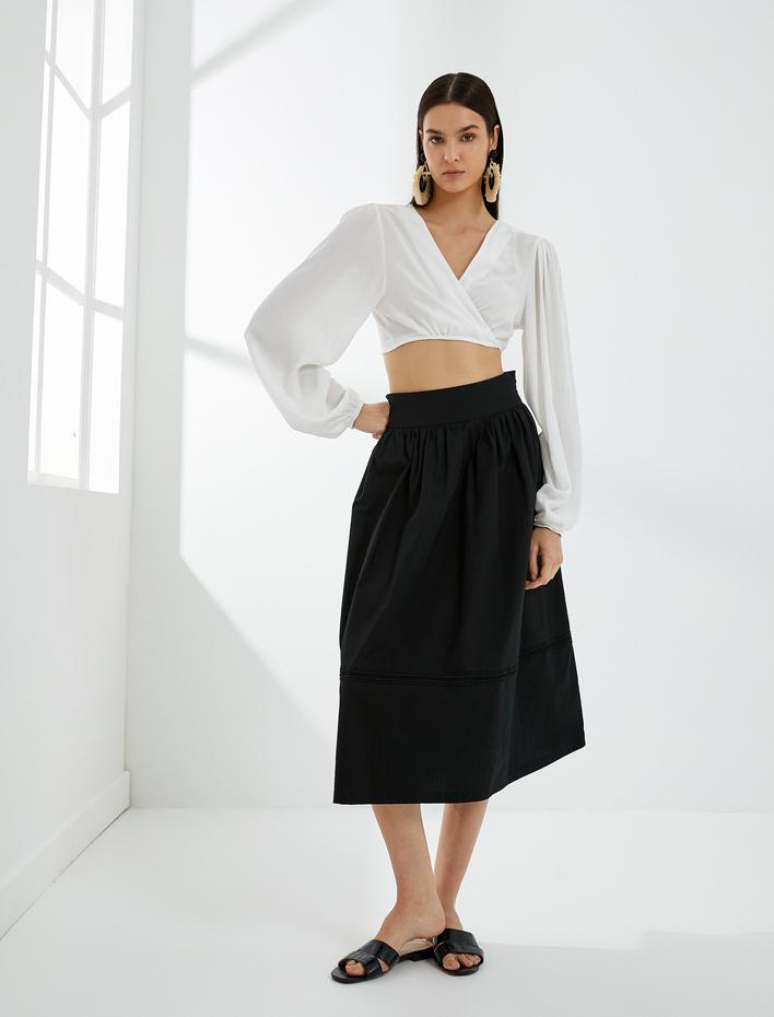  Midi Etek Yüksek Bel Pamuklu