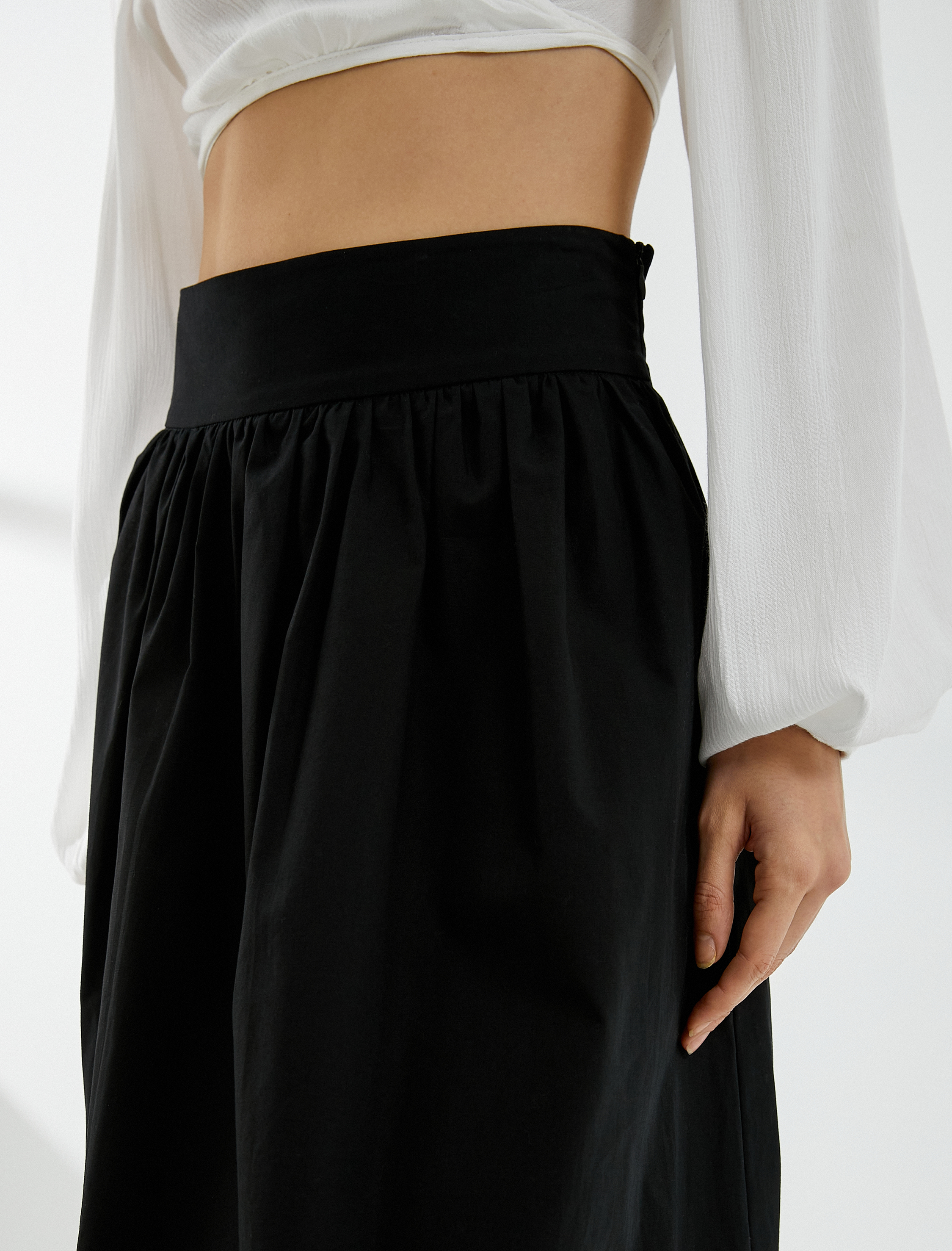   Midi Etek Yüksek Bel Pamuklu