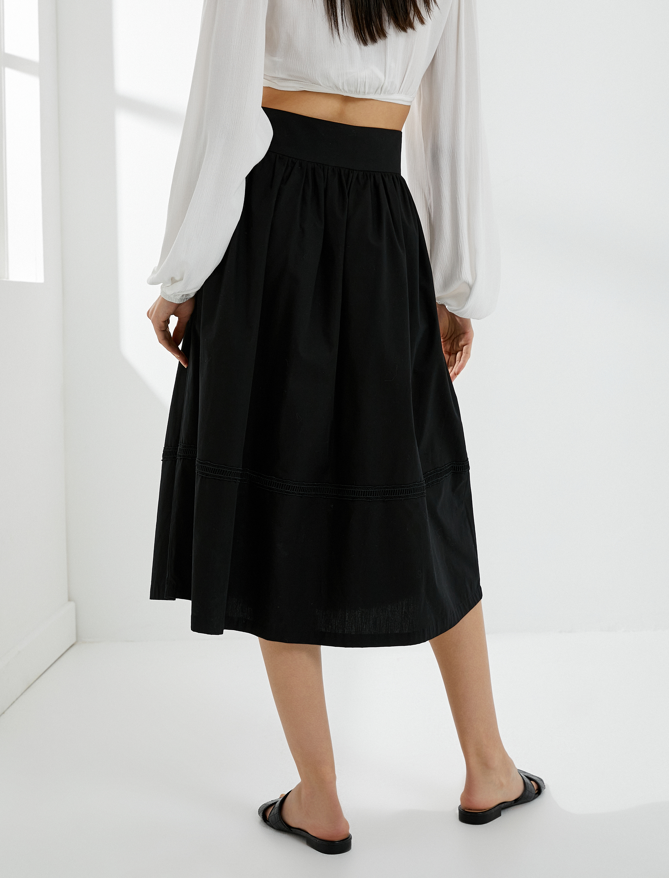   Midi Etek Yüksek Bel Pamuklu